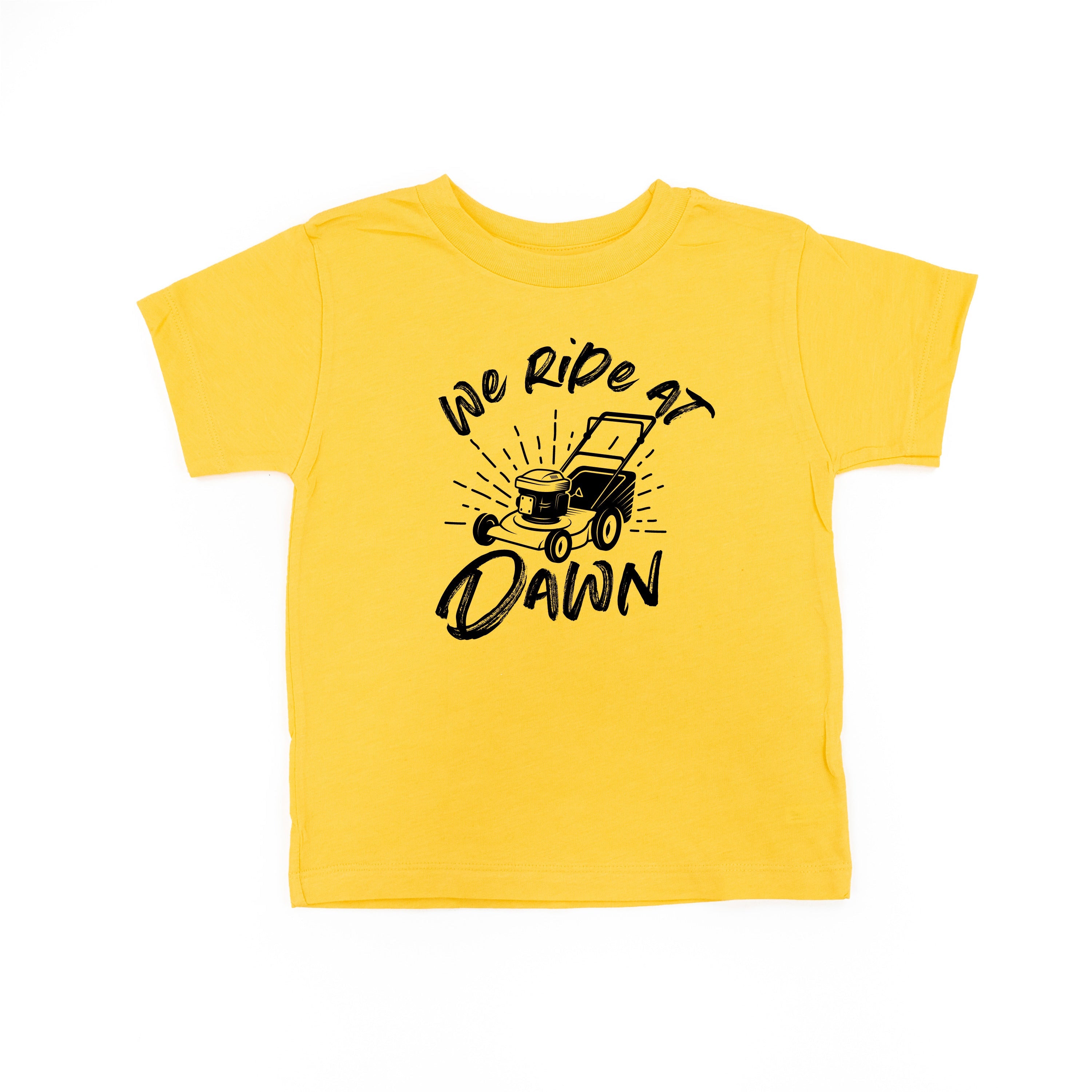 Push Mower - We Ride At Dawn - Child Tee Little Mama Shirt Shop