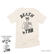 Death By TBR POCKET on Front w/ FULL SIZE on Back - Unisex Tee Little Mama Shirt Shop