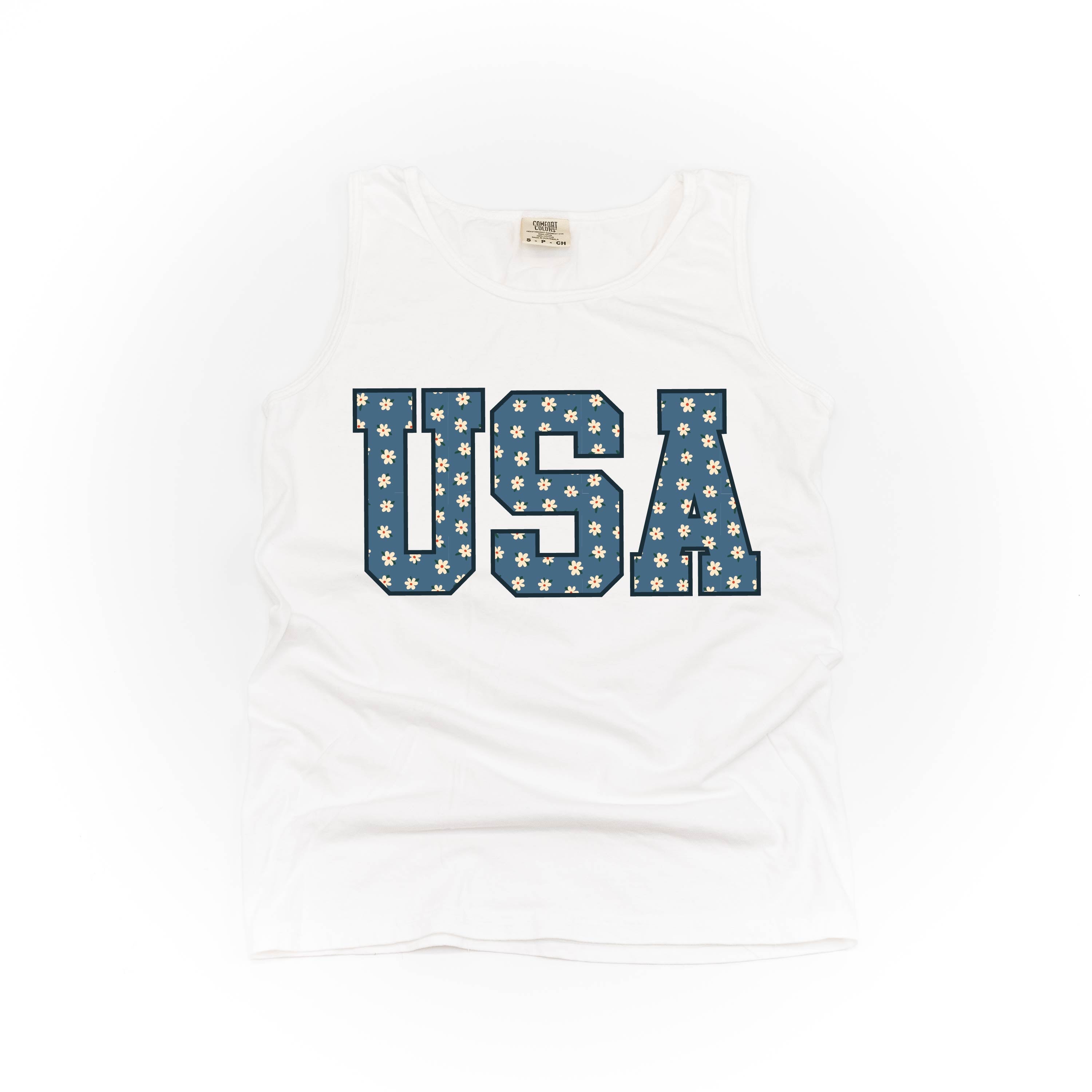 Denim Daisies - Comfort Colors TANK Little Mama Shirt Shop LLC