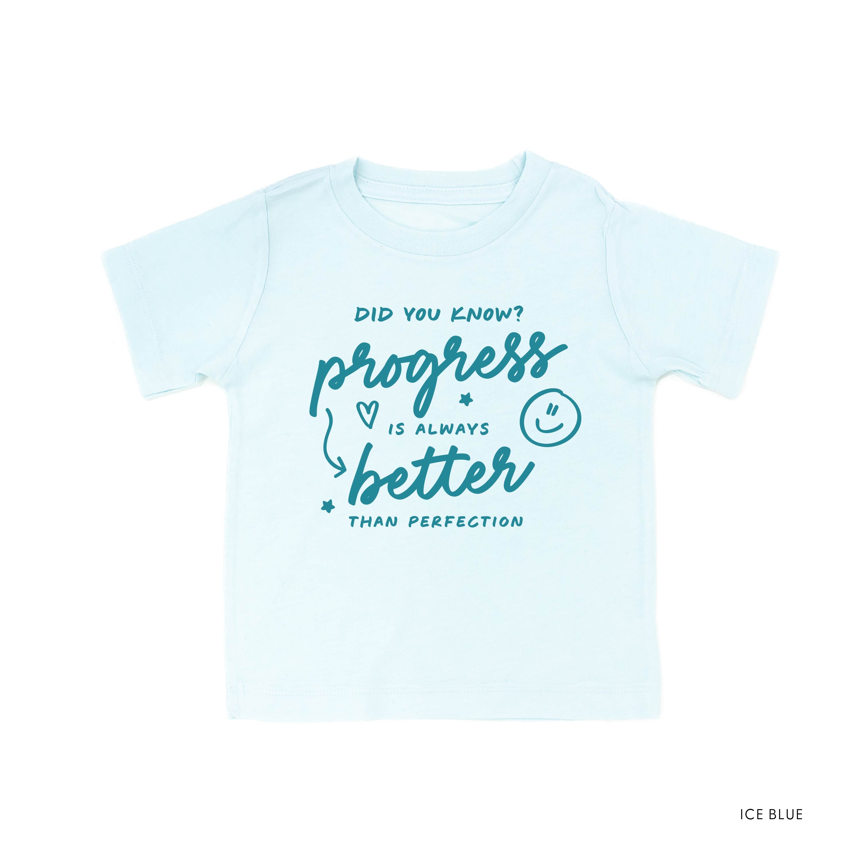 Did You Know? Progress is Always Better than Perfection - TONE ON TONE - Short Sleeve Child Shirt Little Mama Shirt Shop