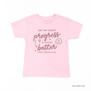 Did You Know? Progress is Always Better than Perfection - TONE ON TONE - Short Sleeve Child Shirt Little Mama Shirt Shop