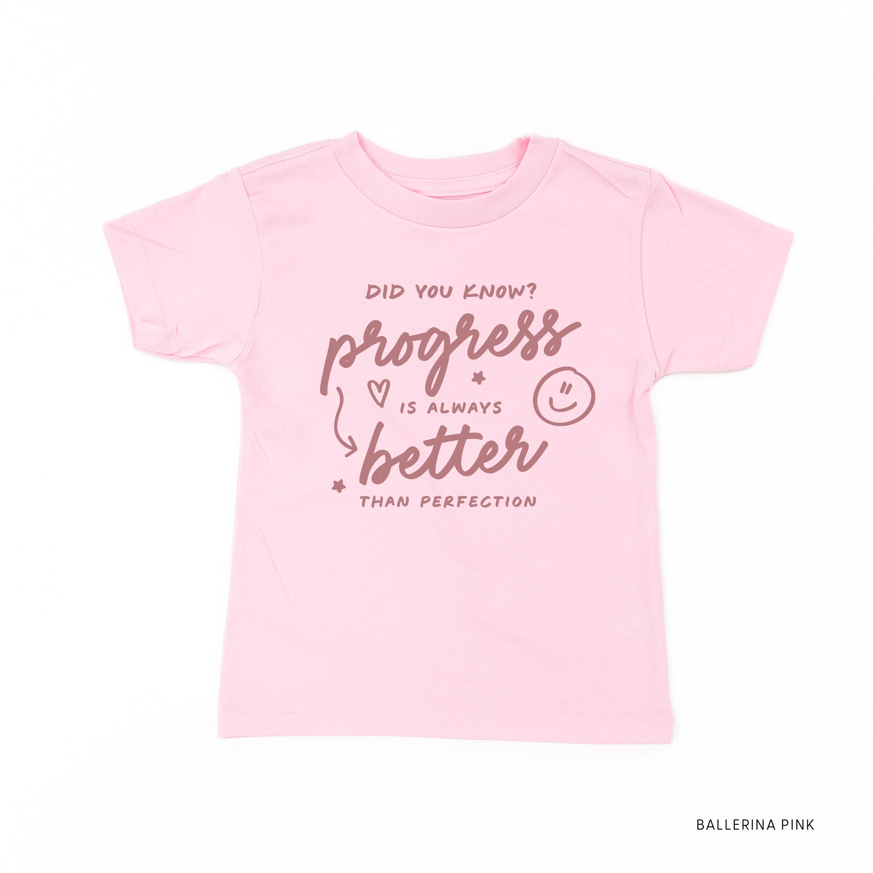 Did You Know? Progress is Always Better than Perfection - TONE ON TONE - Short Sleeve Child Shirt Little Mama Shirt Shop