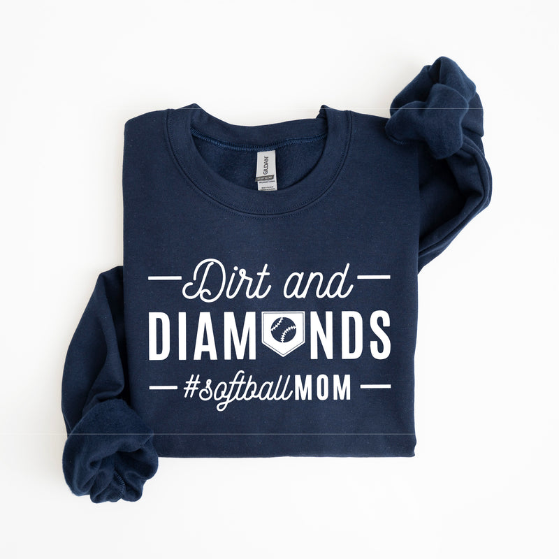 Dirt and Diamonds - Softball Mom - BASIC FLEECE CREWNECK