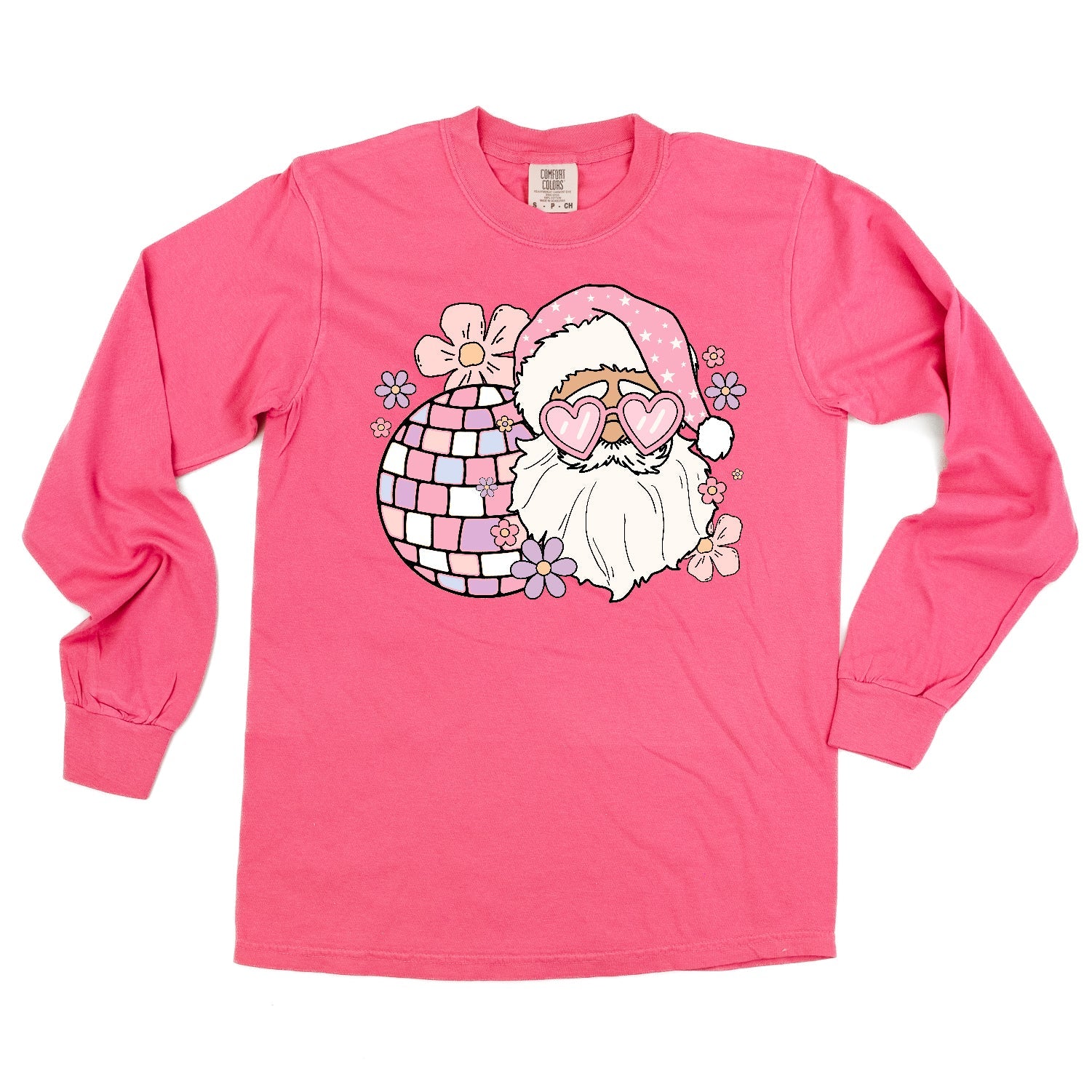 Disco Santa - LONG SLEEVE Comfort Colors Tee Little Mama Shirt Shop