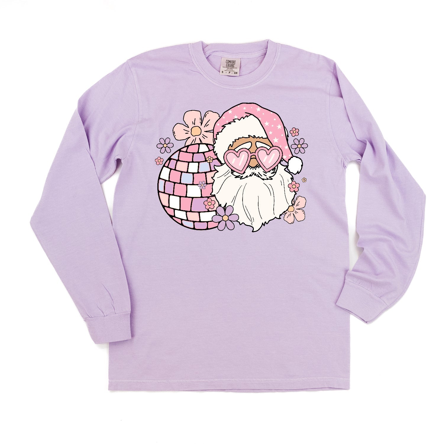 Disco Santa - LONG SLEEVE Comfort Colors Tee Little Mama Shirt Shop