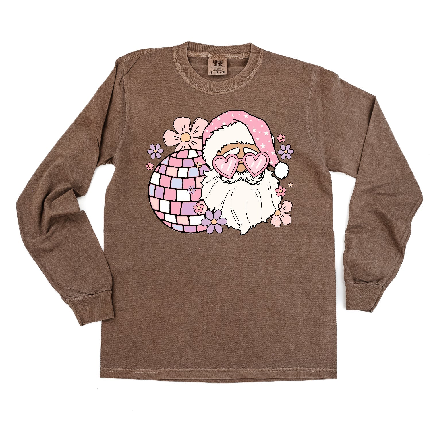 Disco Santa - LONG SLEEVE Comfort Colors Tee Little Mama Shirt Shop