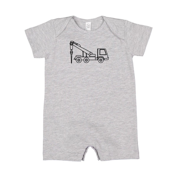 DRILLING TRUCK - Minimalist Design - Short Sleeve / Shorts - One Piece Baby Romper