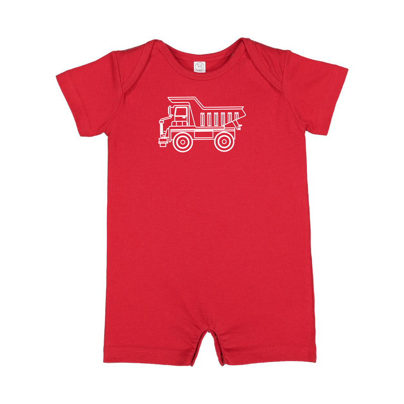 DUMP TRUCK - Minimalist Design - Short Sleeve / Shorts - One Piece Baby Romper