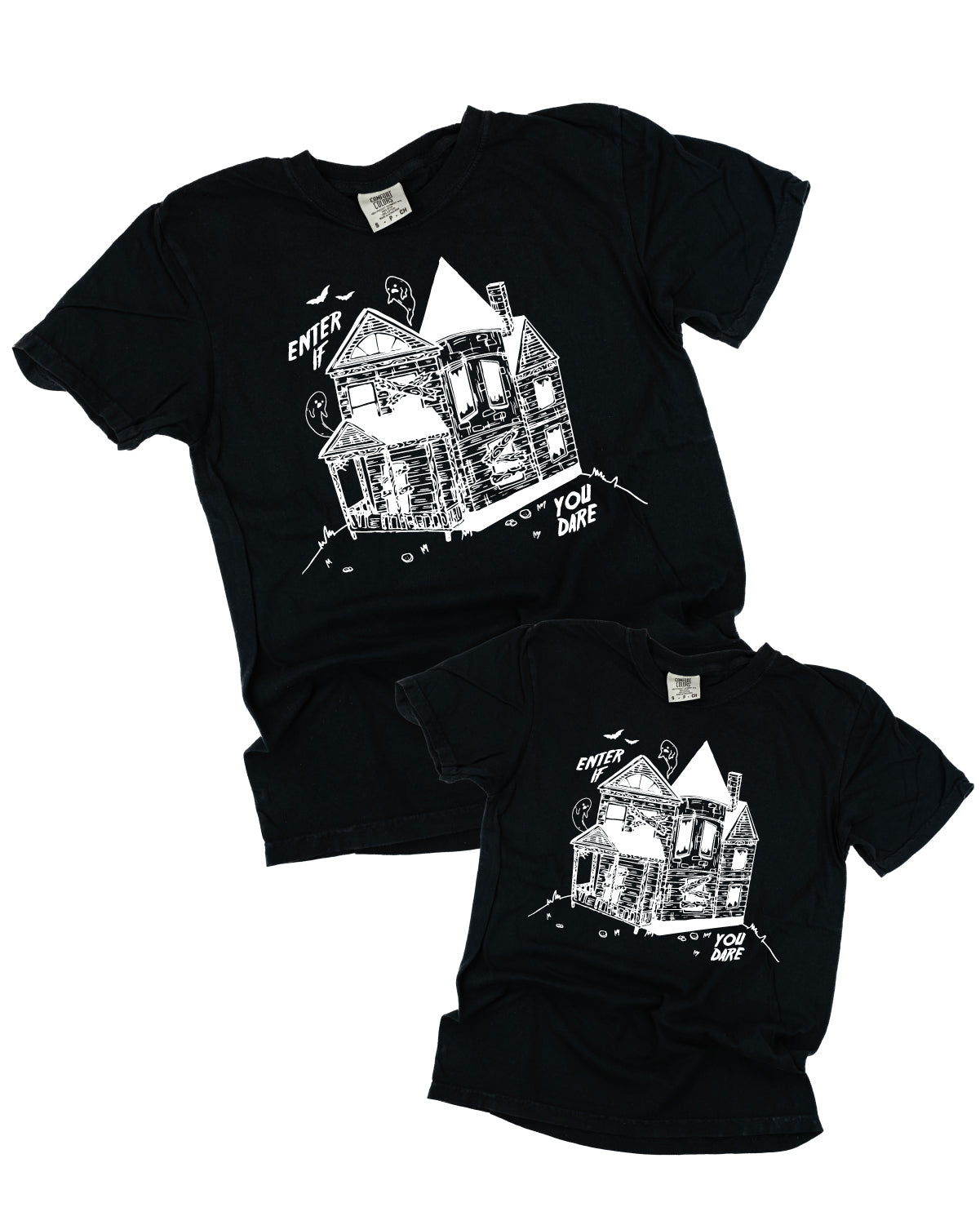 Enter If You Dare - Set of 2 Matching Comfort Colors Tees Little Mama Shirt Shop