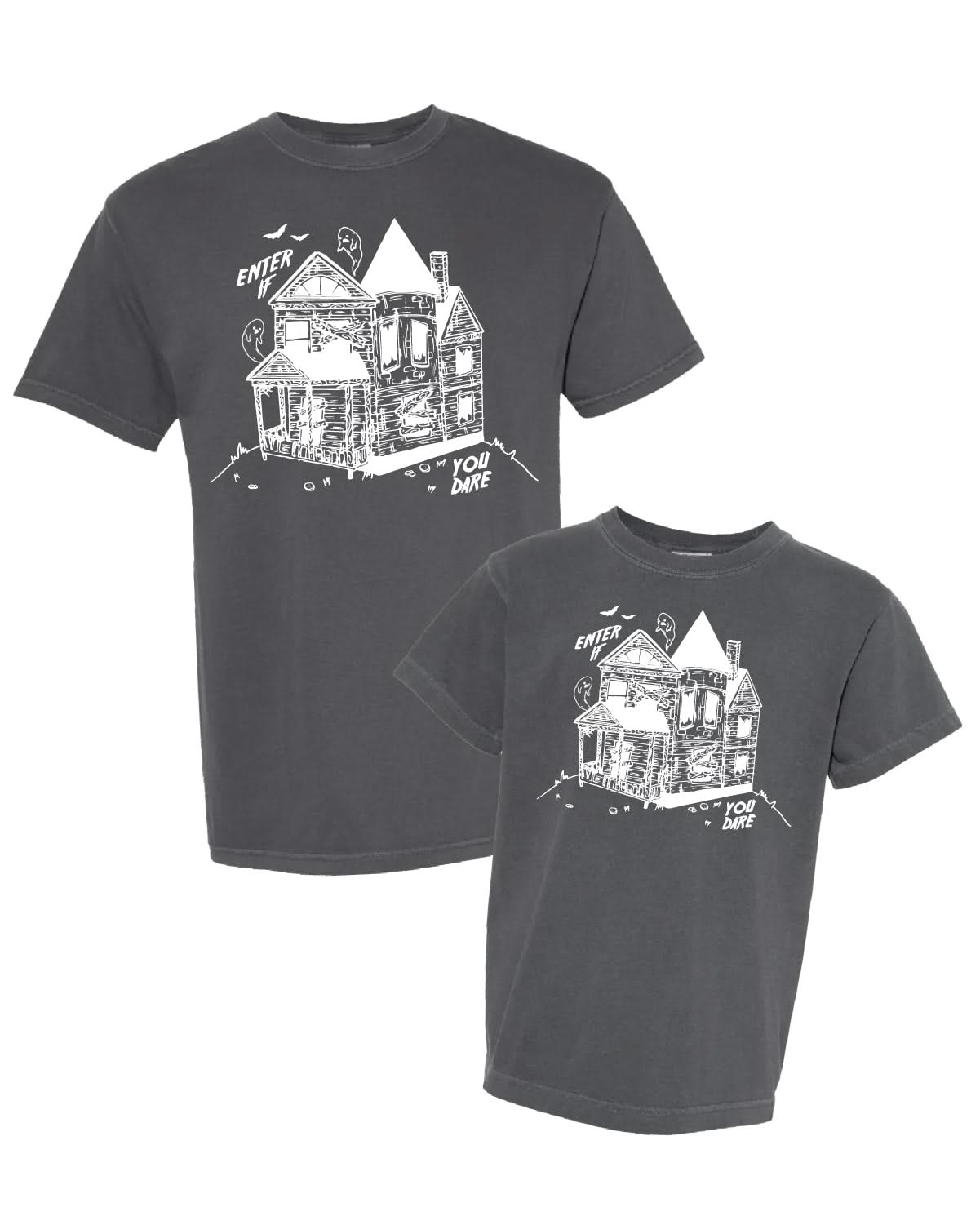 Enter If You Dare - Set of 2 Matching Comfort Colors Tees Little Mama Shirt Shop