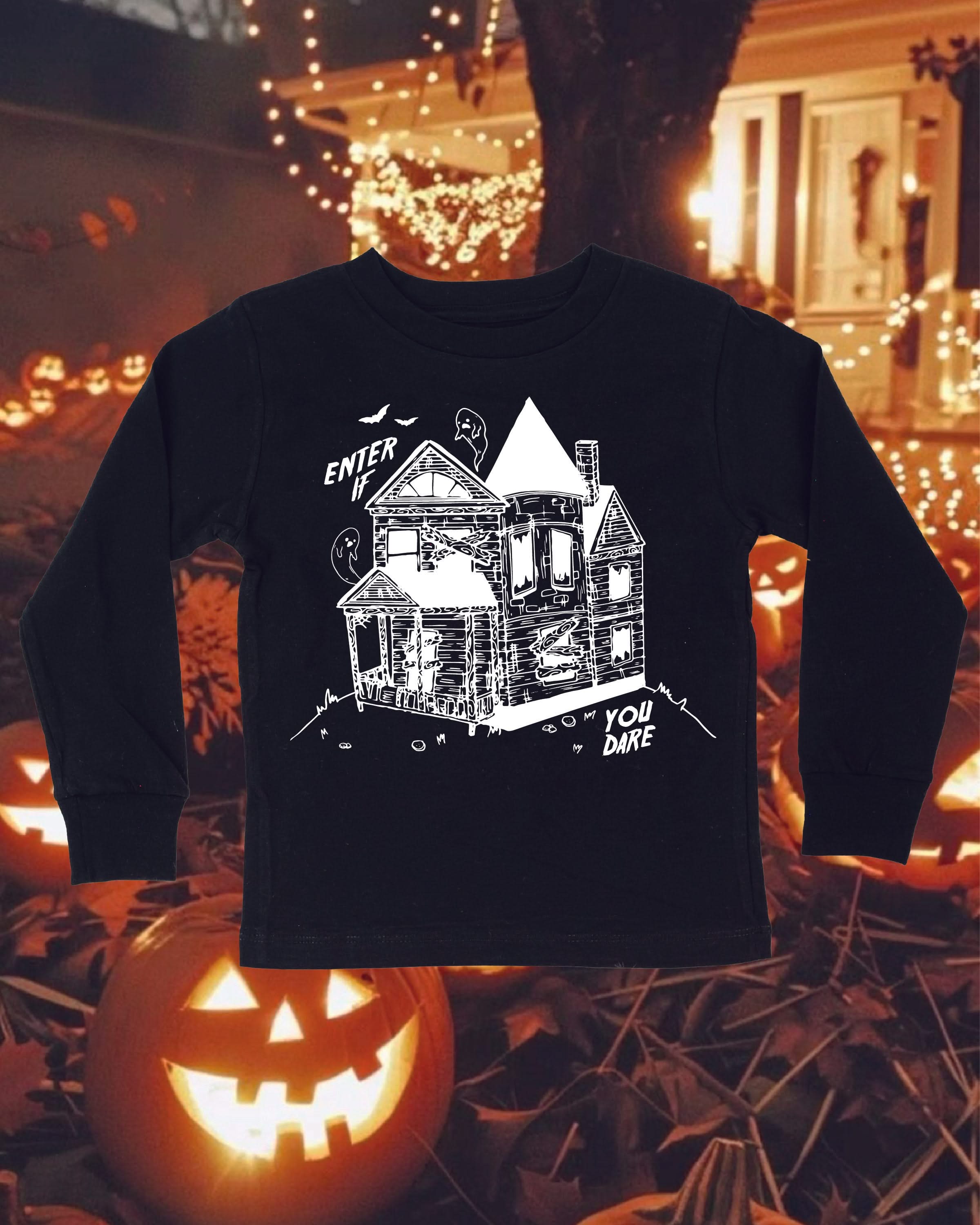 Enter If You Dare - Black Child Long Sleeve Tee Little Mama Shirt Shop