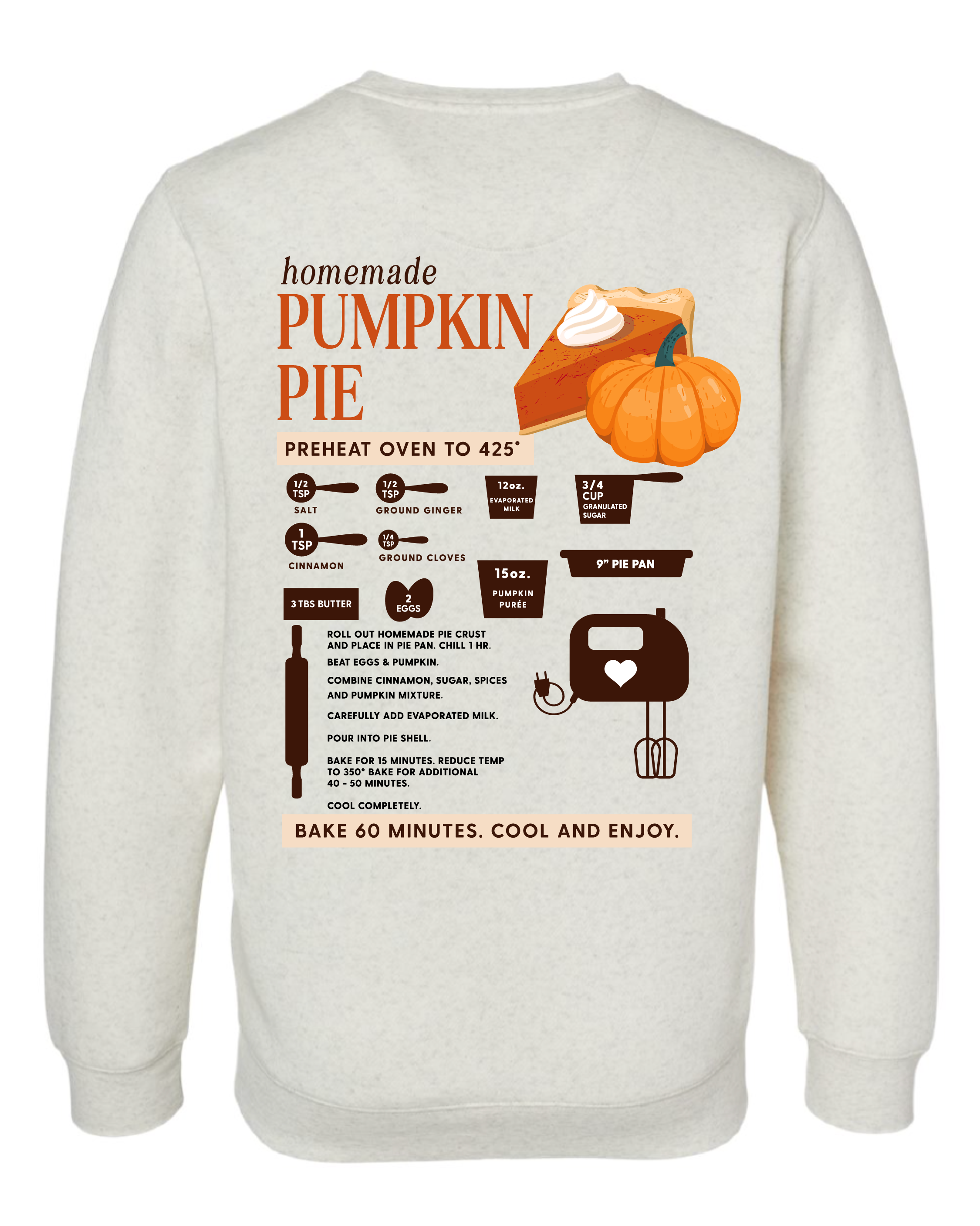 Homemade Pumpkin Pie - Natural Heather ELEVATED Fleece Little Mama Shirt Shop LLC