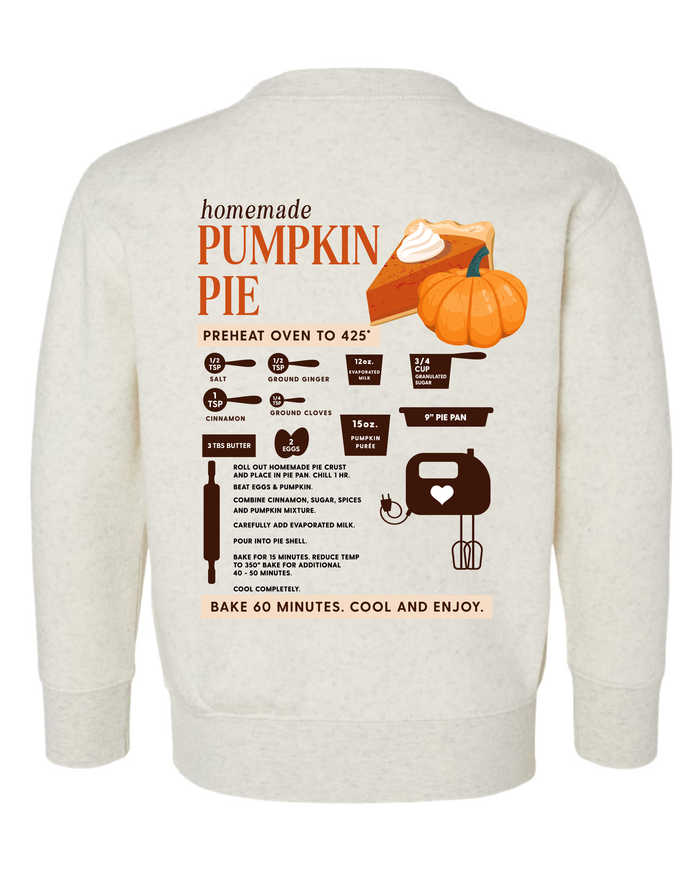 Homemade Pumpkin Pie - Natural Heather Child Sweater Little Mama Shirt Shop