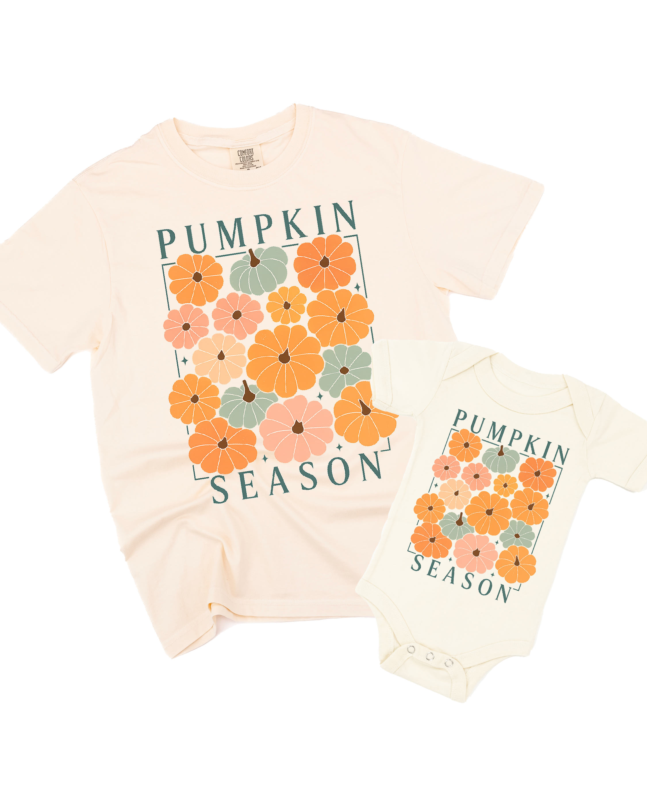 Pumpkin Season - Set of 2 Ivory/Natural Tees Little Mama Shirt Shop