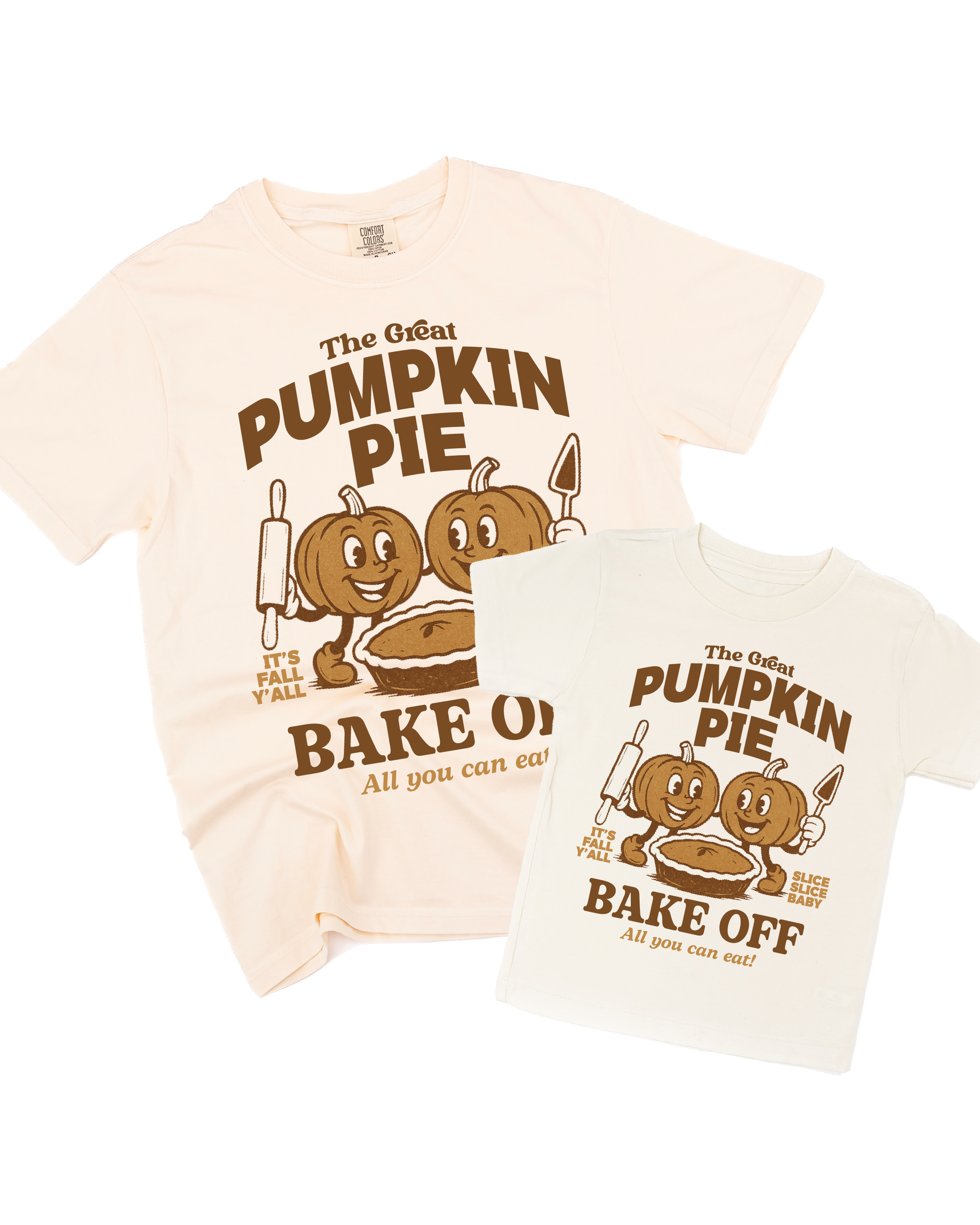 The Great Pumpkin Pie Bake-Off - Set of 2 Ivory/Natural Tees Little Mama Shirt Shop