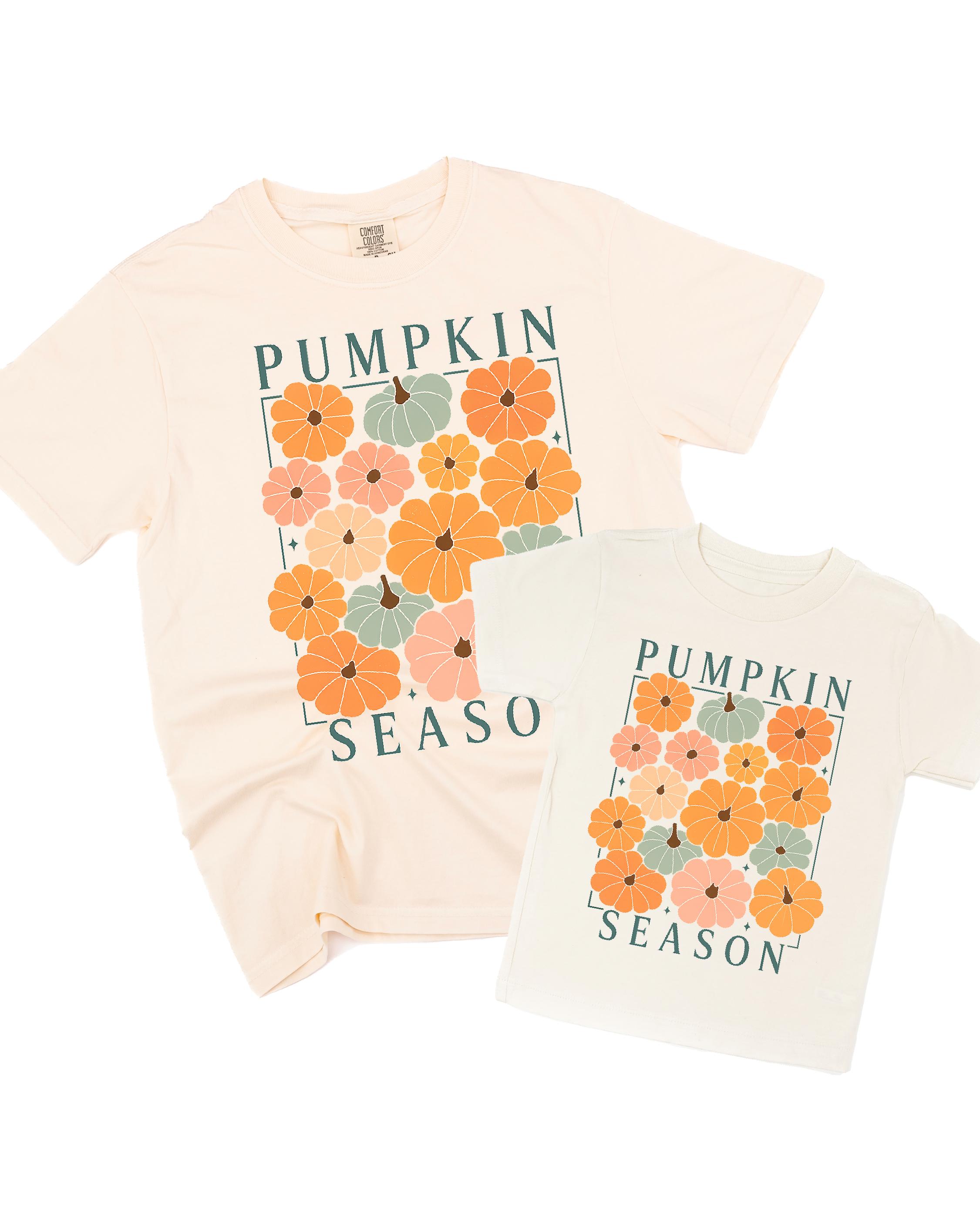Pumpkin Season - Set of 2 Ivory/Natural Tees Little Mama Shirt Shop