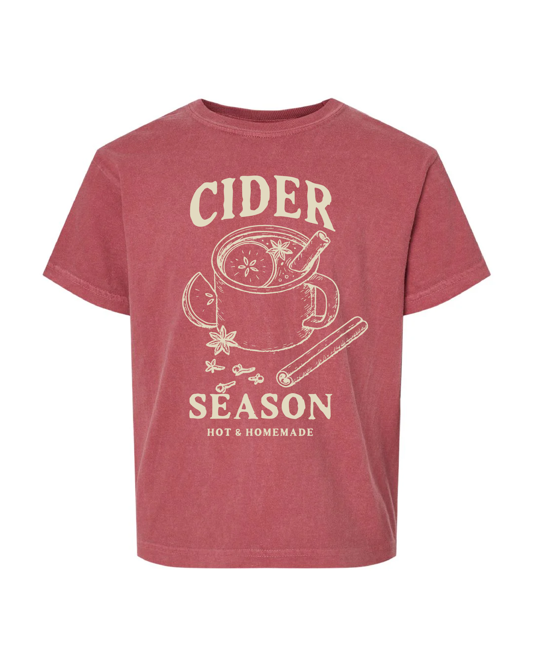 Cider Season - Crimson w/ Cream - YOUTH Comfort Colors Tee Little Mama Shirt Shop