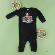 Firetruck Santa - Black Baby Sleeper Little Mama Shirt Shop