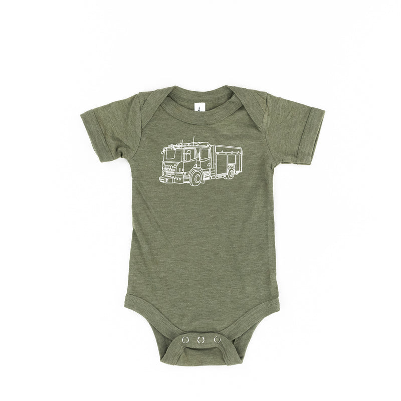 FIRE TRUCK - Minimalist Design - Short Sleeve Child Shirt