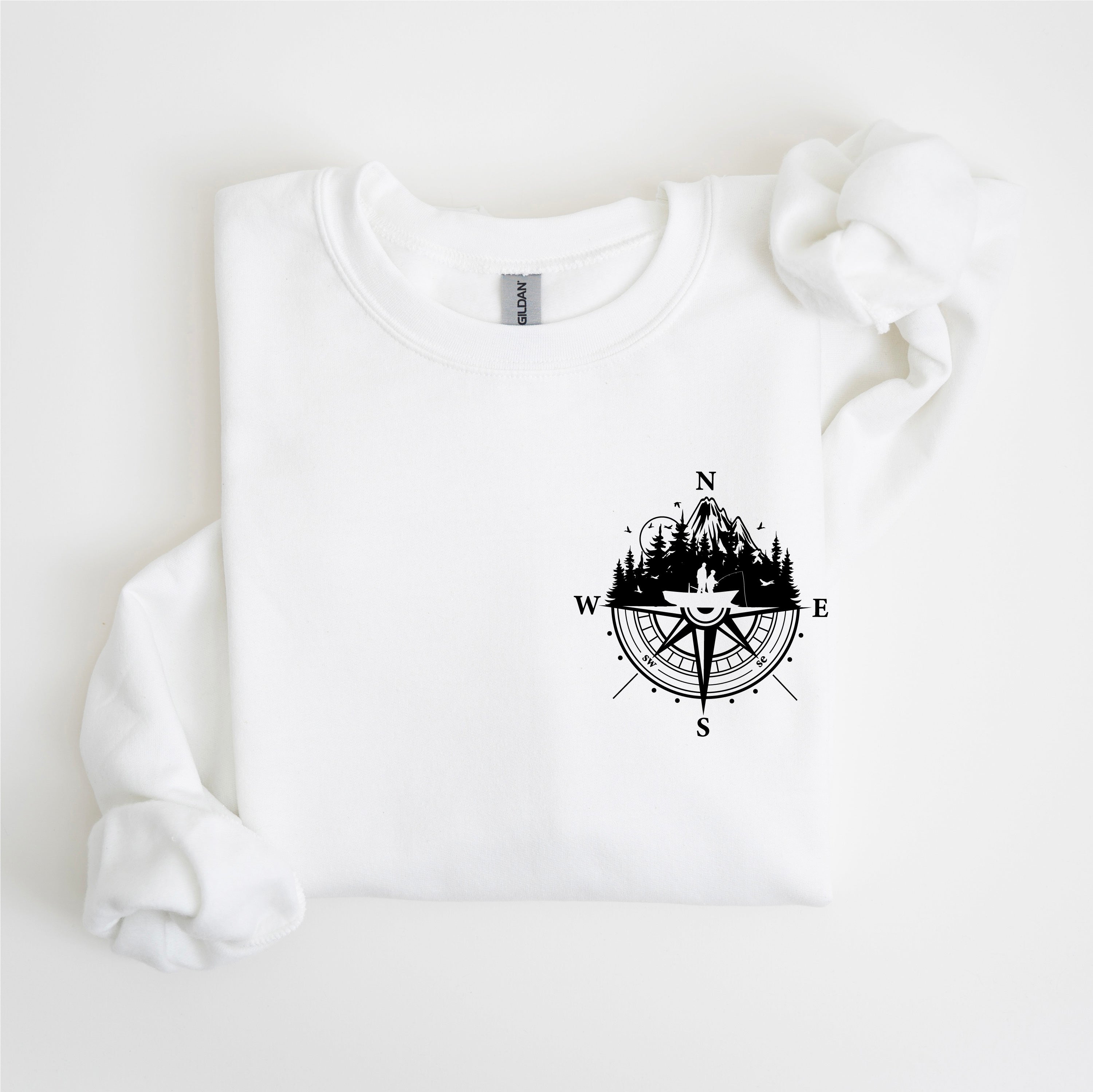 Fishing Compass - Fishing Scene (pf&b) - BASIC Fleece Little Mama Shirt Shop LLC