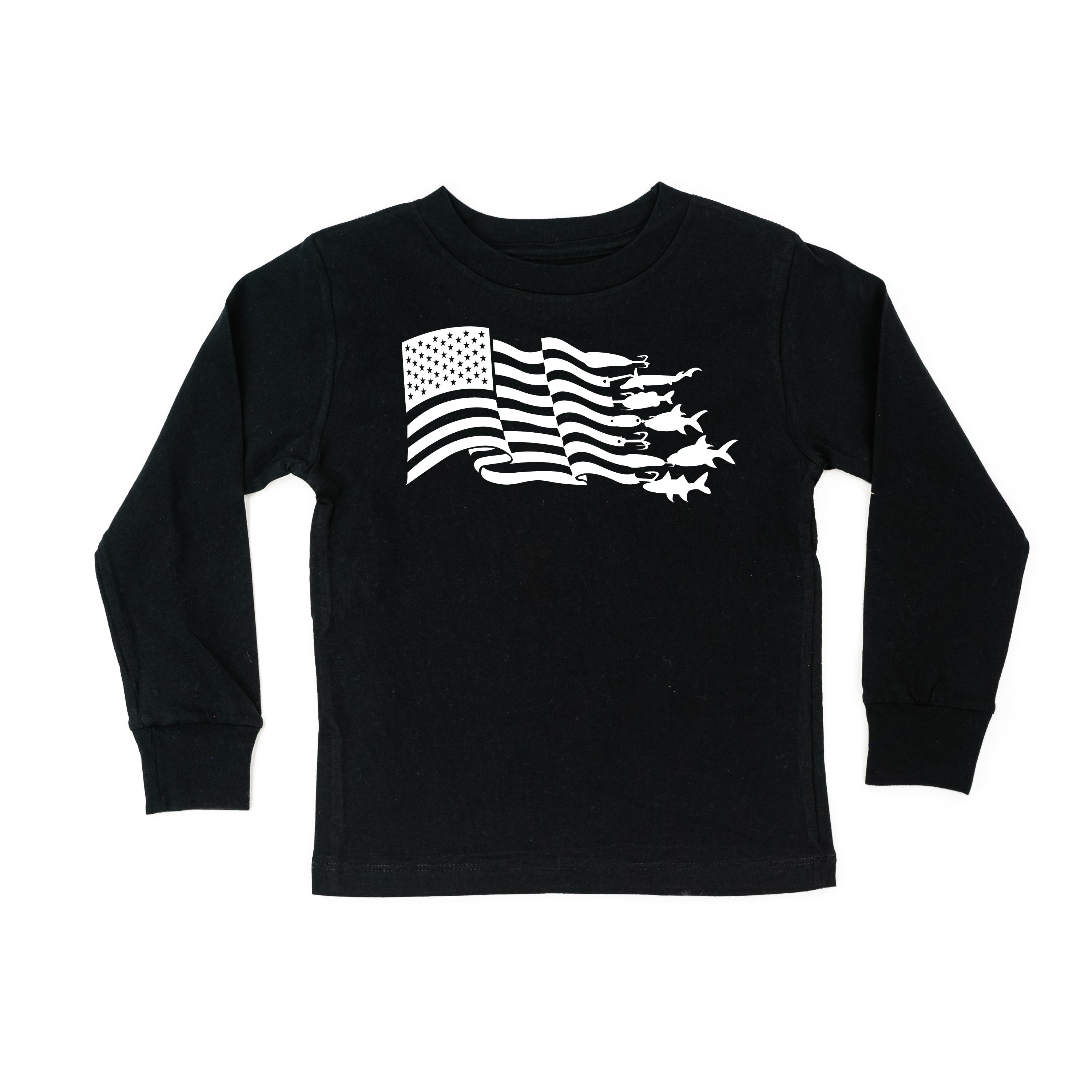 Fishing Flag - LONG SLEEVE Child Tee Little Mama Shirt Shop