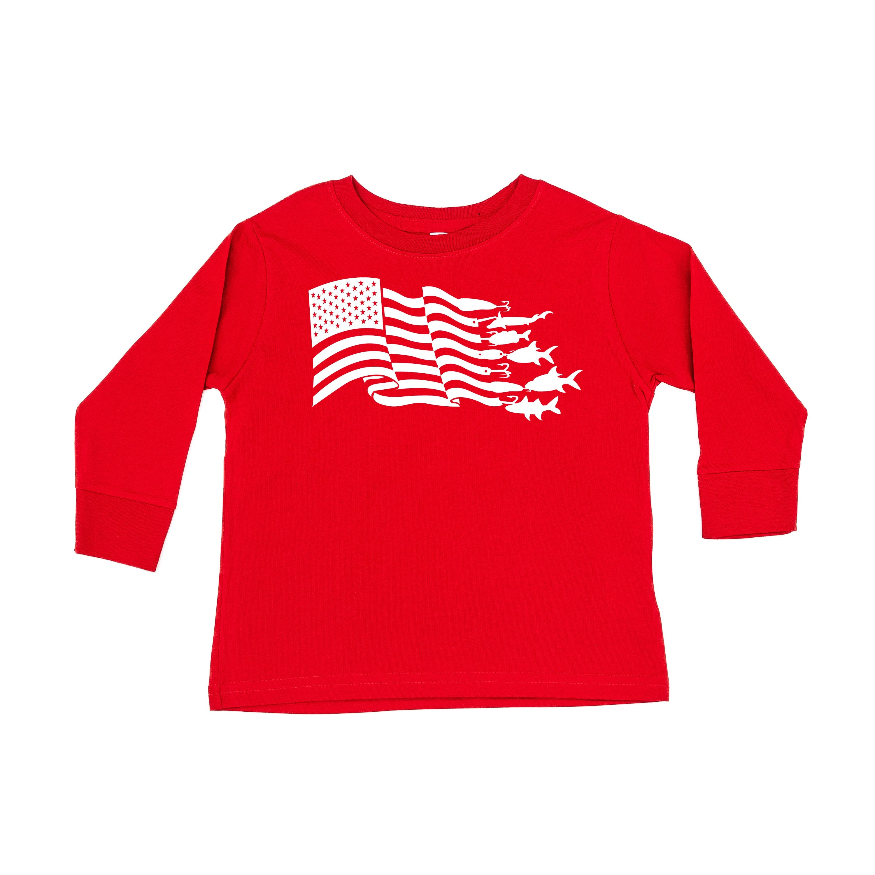 Fishing Flag - LONG SLEEVE Child Tee Little Mama Shirt Shop