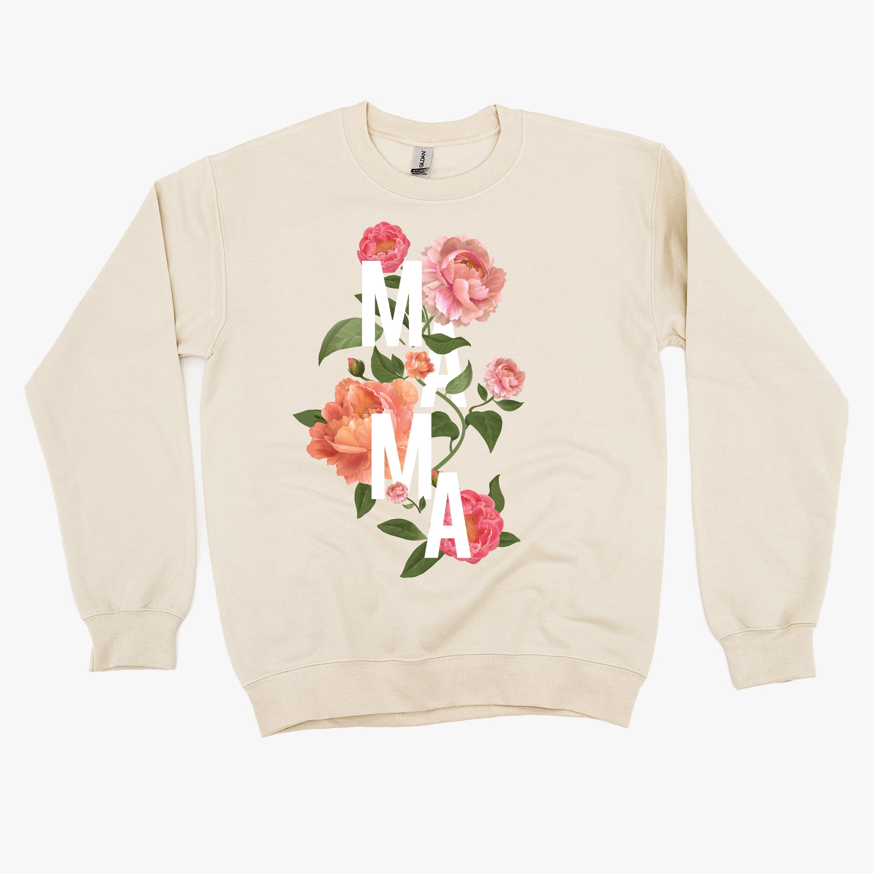 Colorful Florals - MAMA - BASIC Fleece Little Mama Shirt Shop LLC