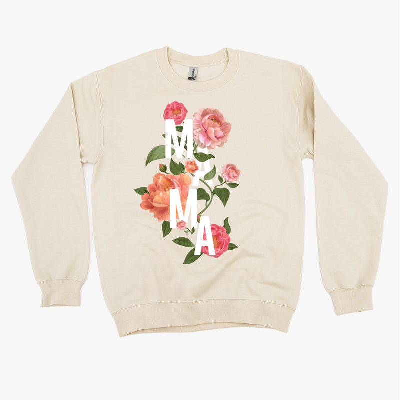 Colorful Florals - MAMA - BASIC FLEECE CREWNECK