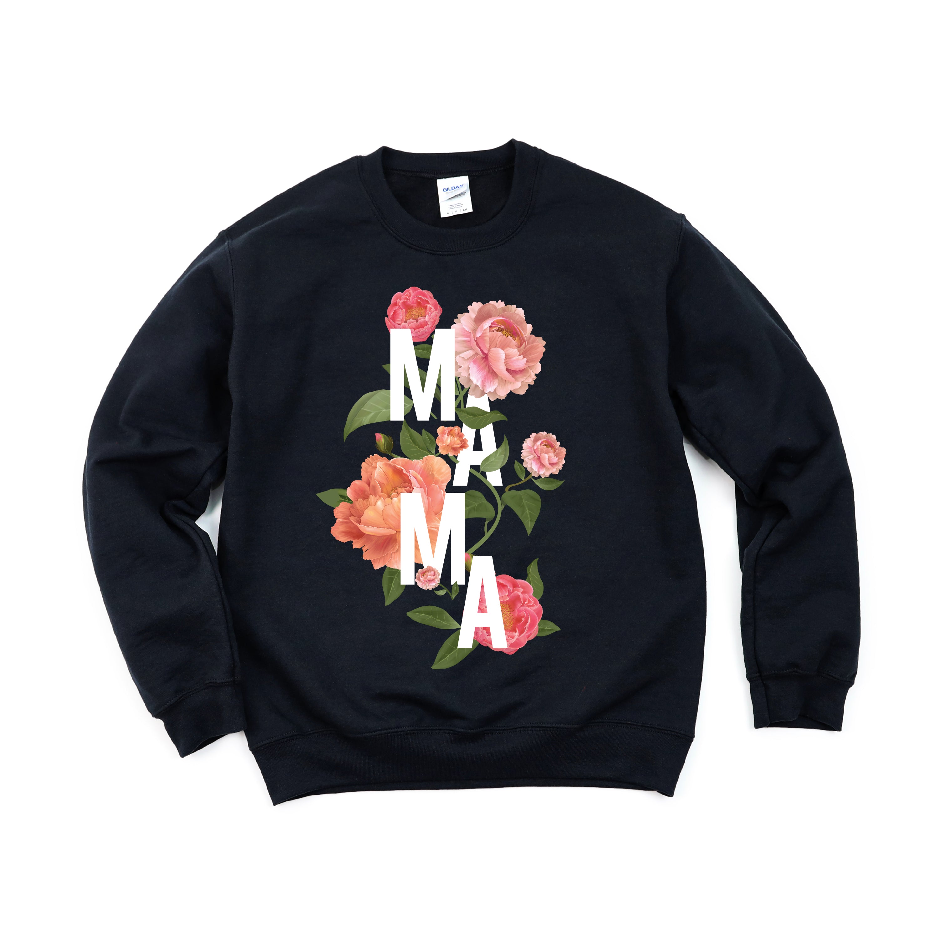 Colorful Florals - MAMA - BASIC Fleece Little Mama Shirt Shop LLC