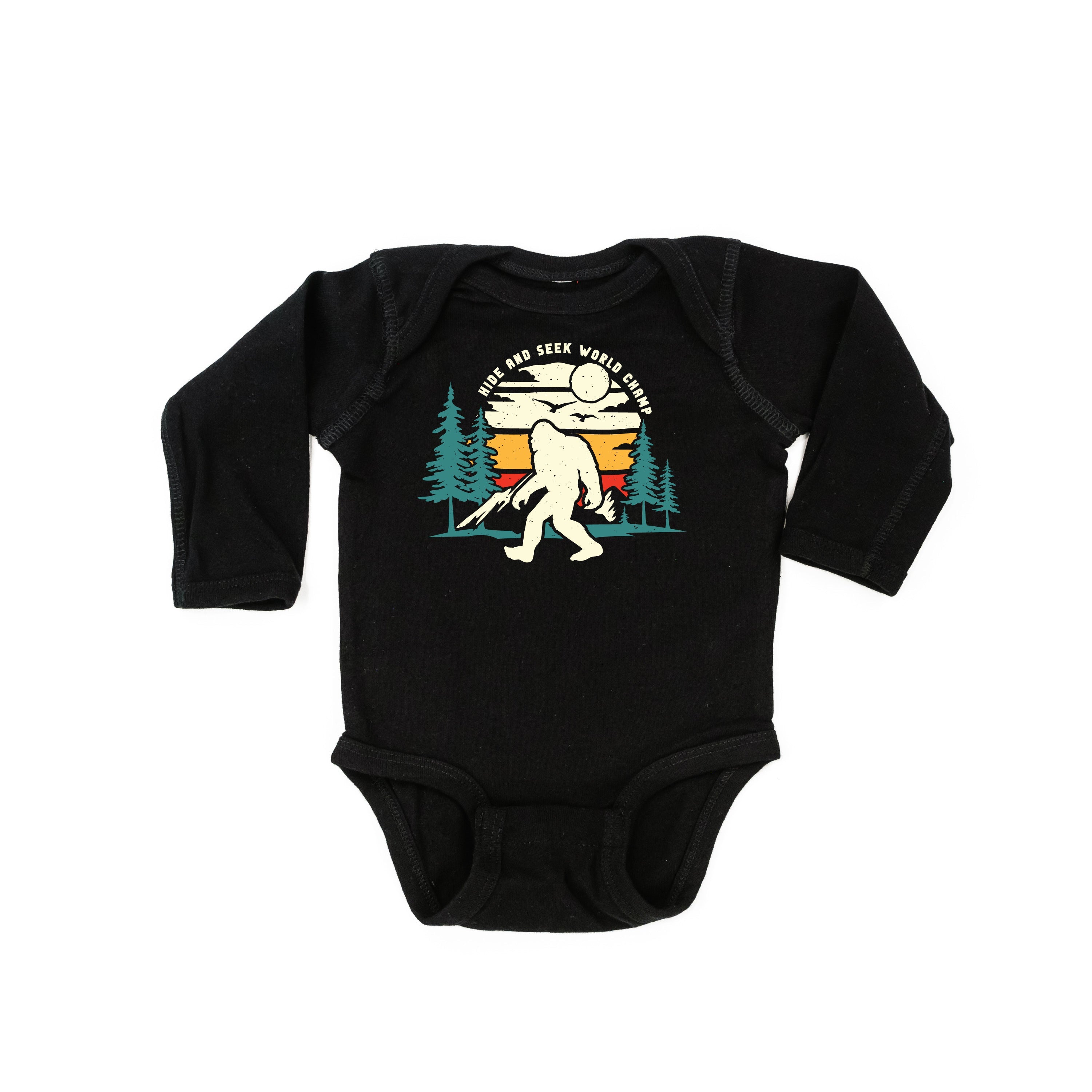 Big Foot - Hide And Seek World Champ - Child Black LONG SLEEVE Tee Little Mama Shirt Shop