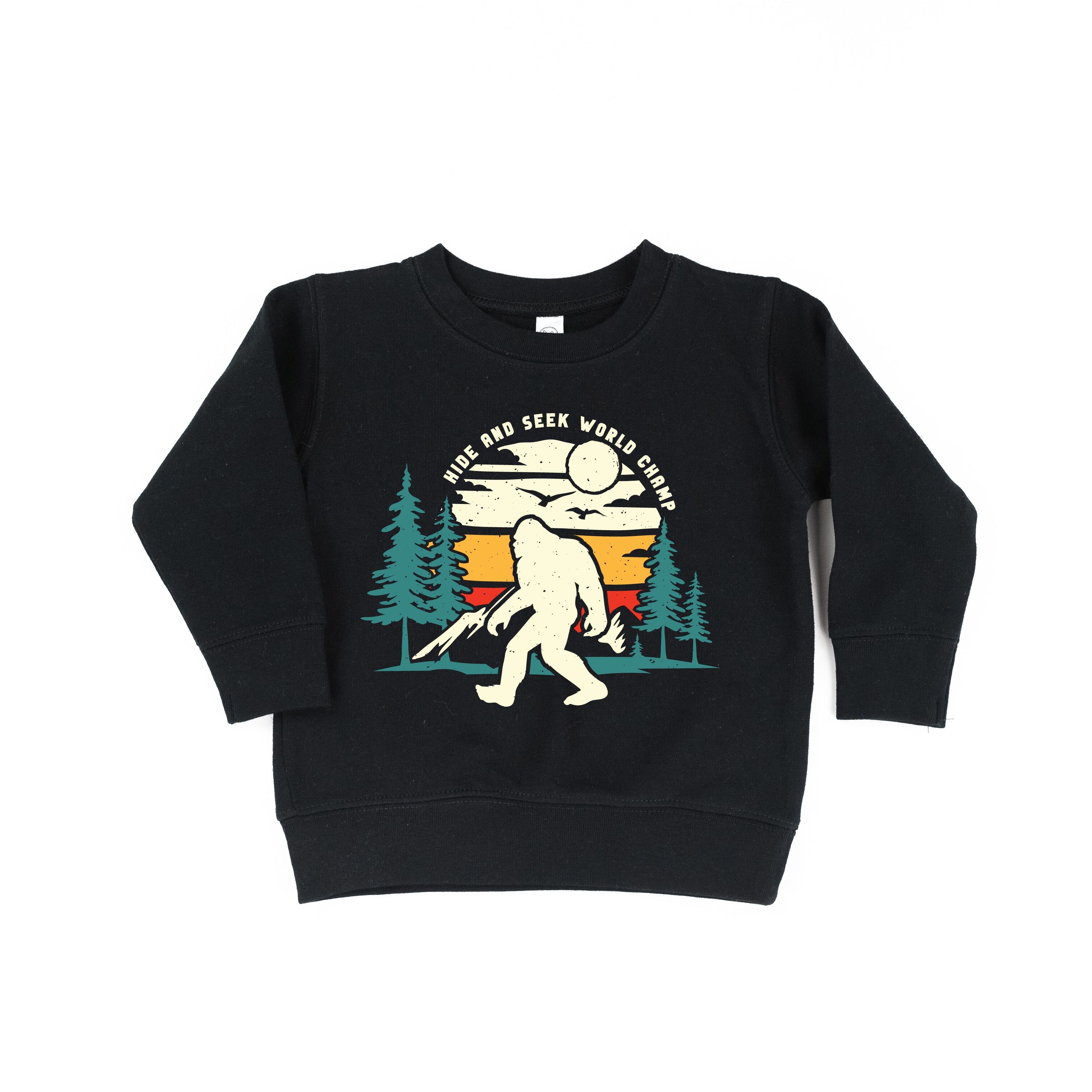Big Foot - Hide And Seek World Champ - Black Child Sweater Little Mama Shirt Shop