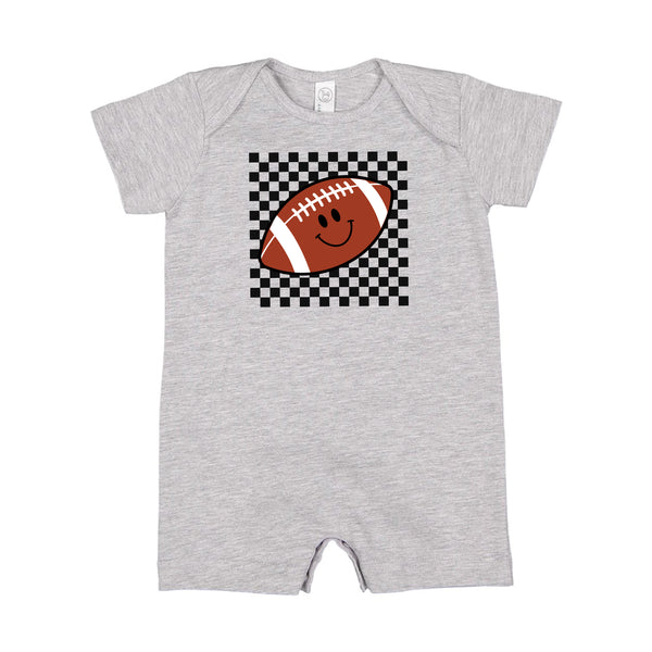 Checkers Smiley - Football - Short Sleeve / Shorts - One Piece Baby Romper
