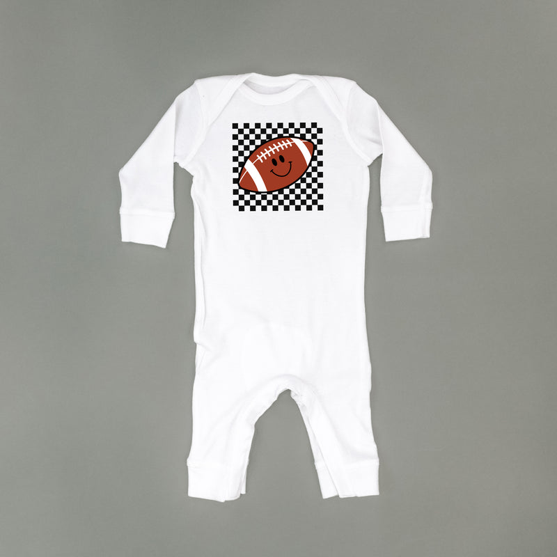Checkers Smiley - Football - One Piece Baby Sleeper