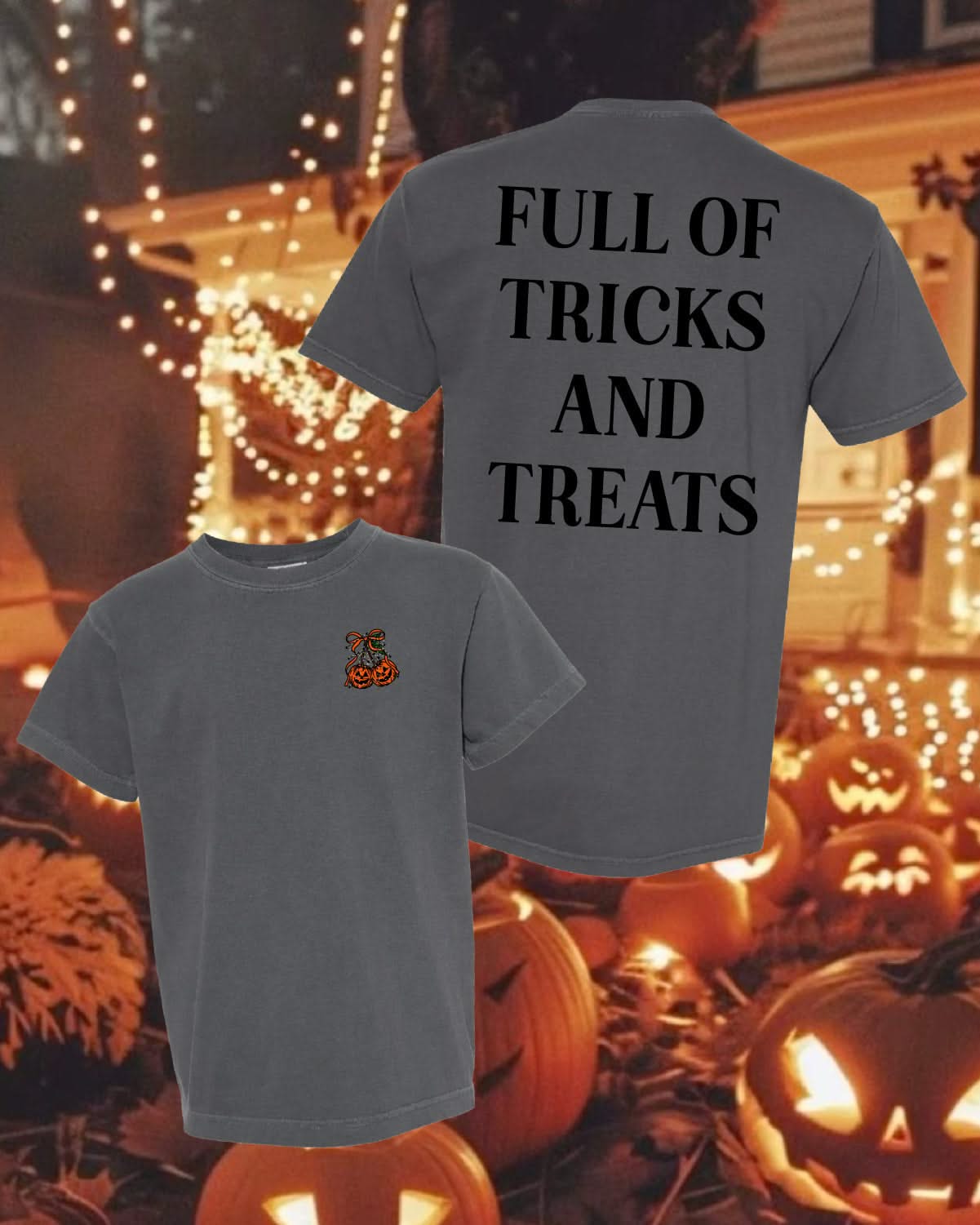 Full of Tricks and Treats - Set of 2 Matching Comfort Colors Tees Little Mama Shirt Shop