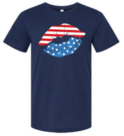 Patriotic Lips - Unisex Tee Little Mama Shirt Shop