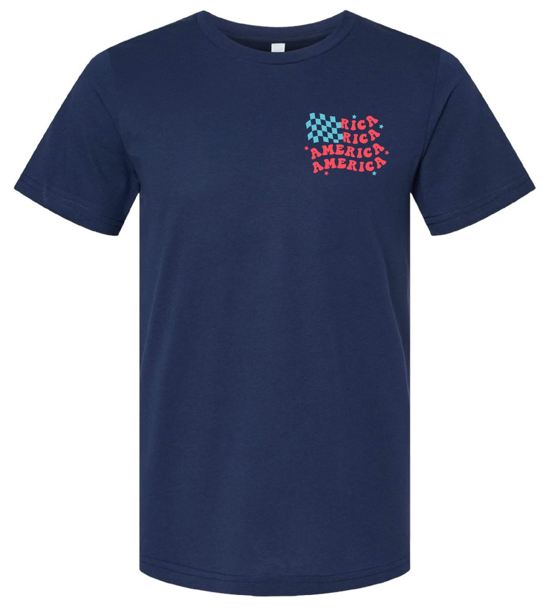 America Checkers Flag - Unisex Tee Little Mama Shirt Shop