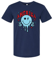 America Peace Smiley - Unisex Tee Little Mama Shirt Shop