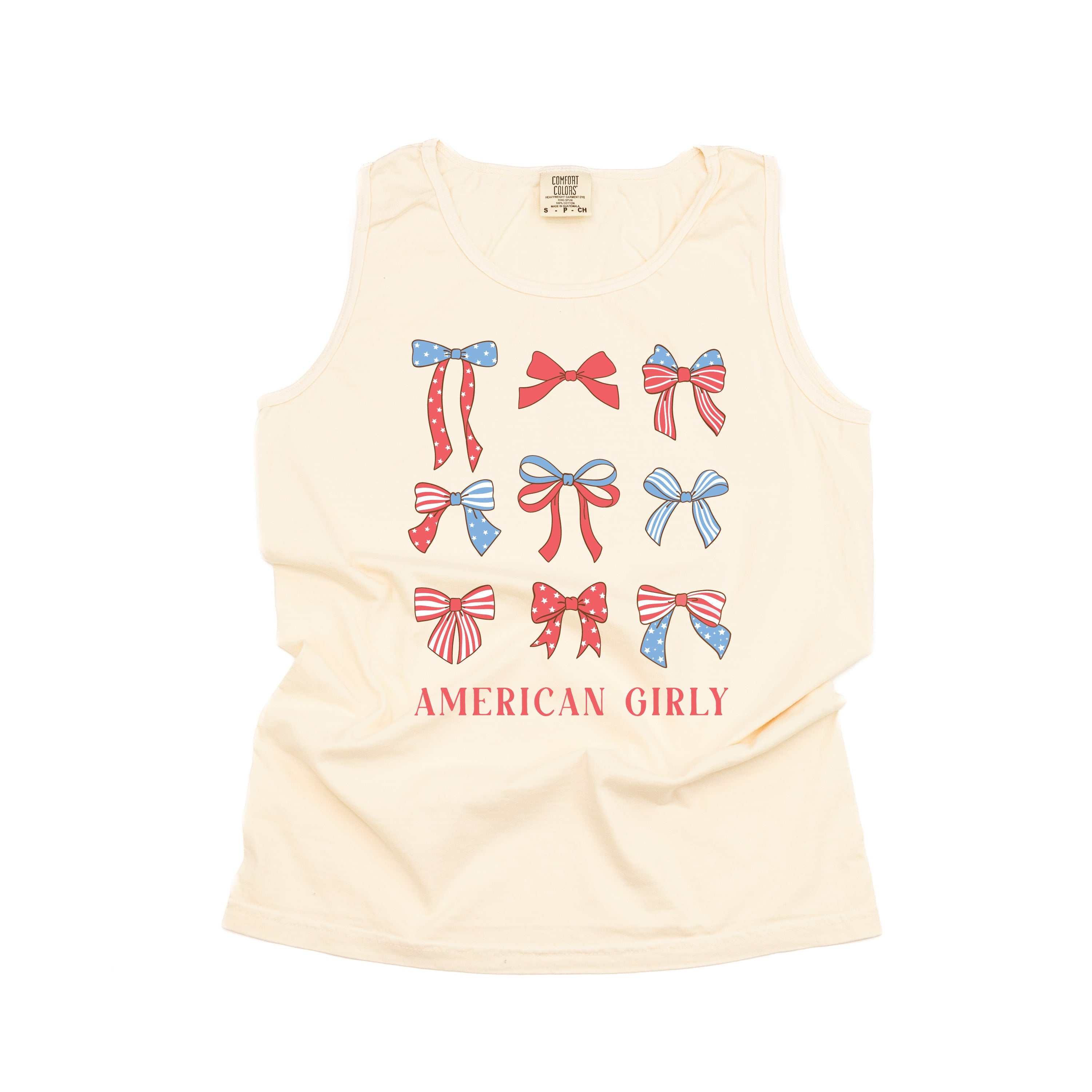 American Girly - Bows - Comfort Colors TANK Little Mama Shirt Shop LLC