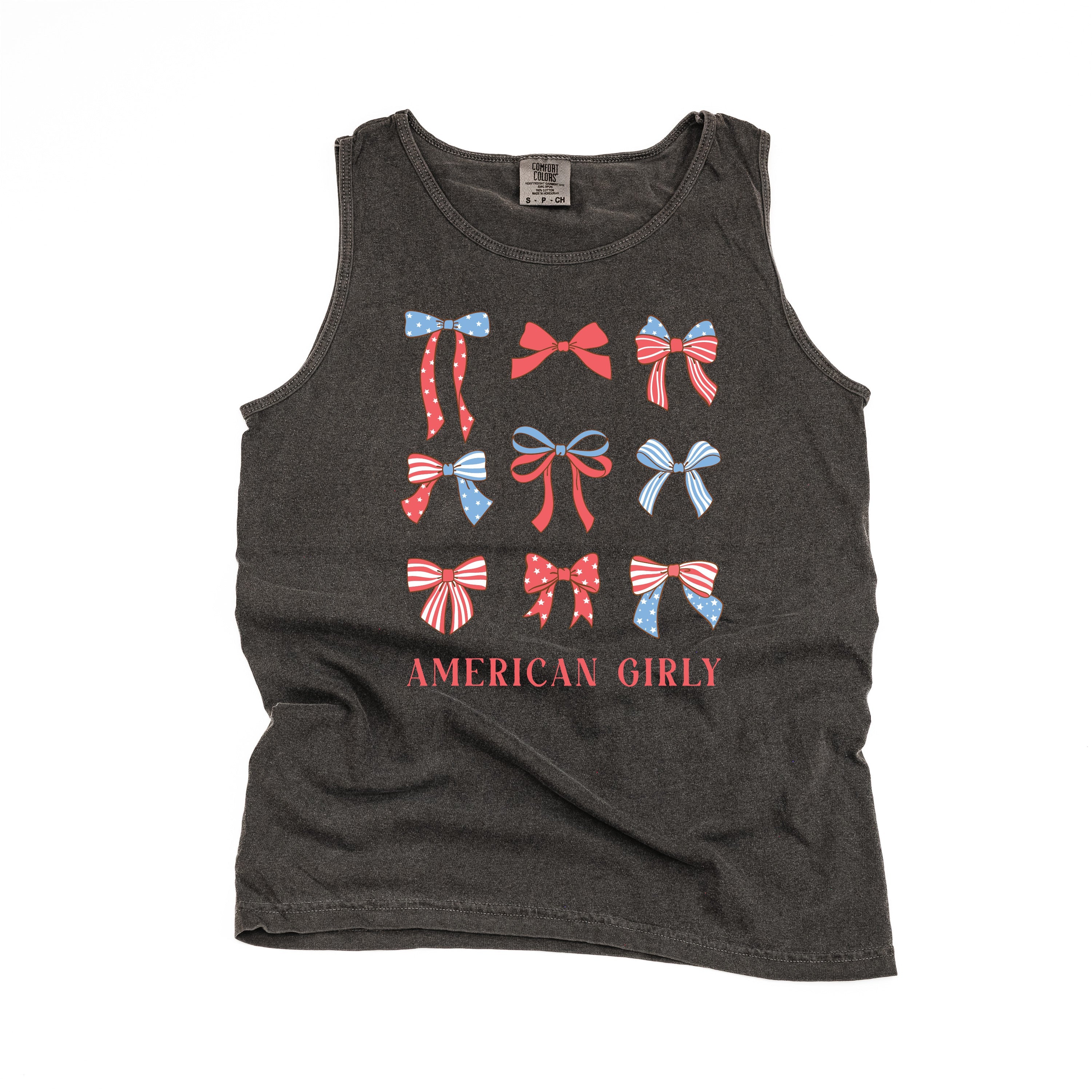 American Girly - Bows - Comfort Colors TANK Little Mama Shirt Shop LLC