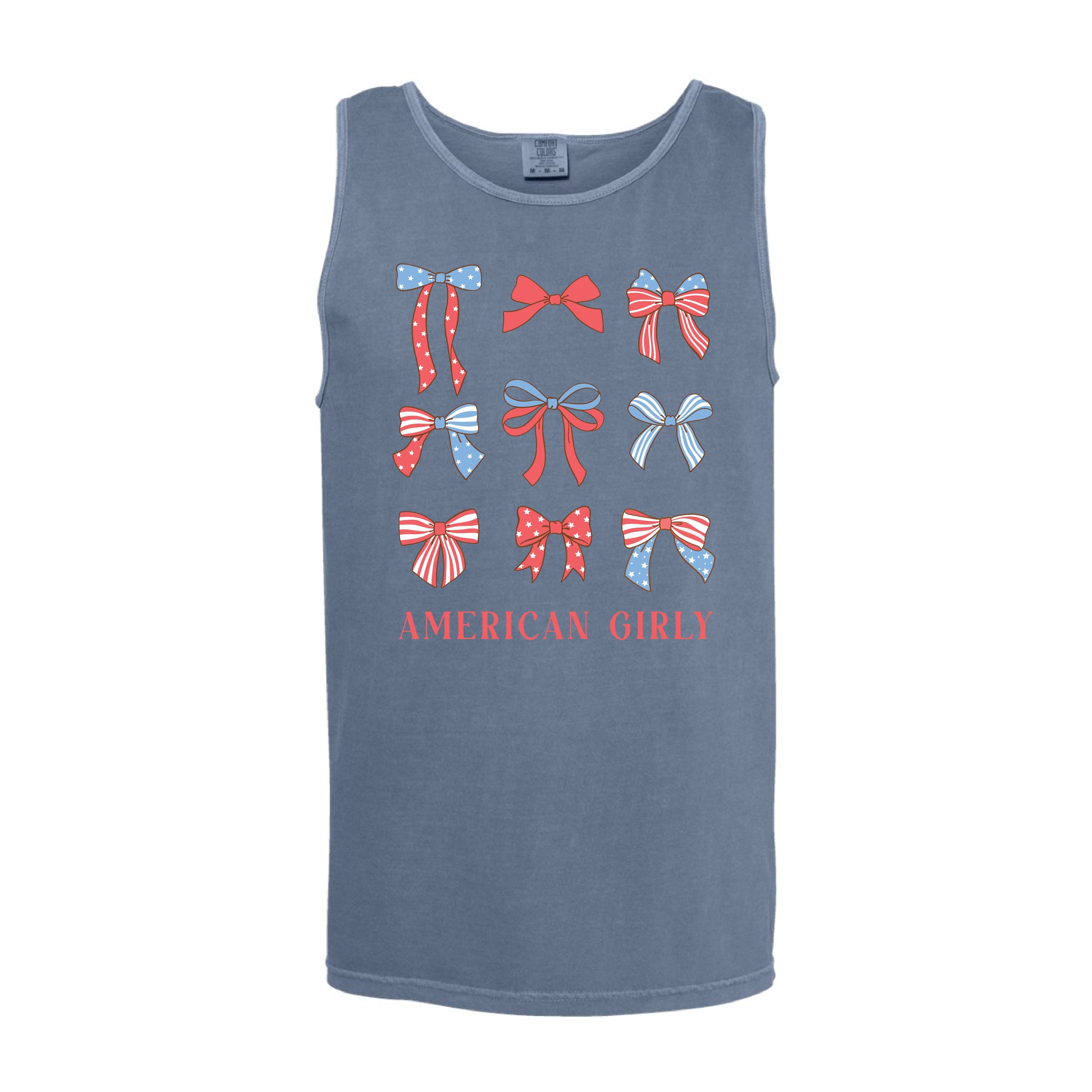 American Girly - Bows - Comfort Colors TANK Little Mama Shirt Shop LLC
