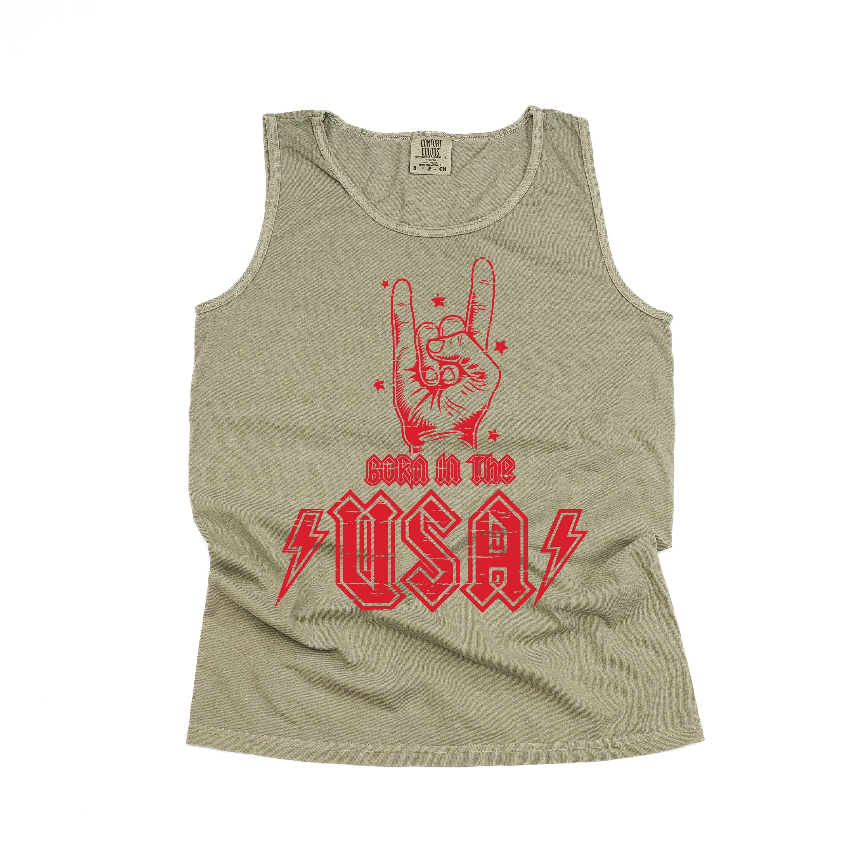 Born In The USA - Comfort Colors TANK Little Mama Shirt Shop LLC