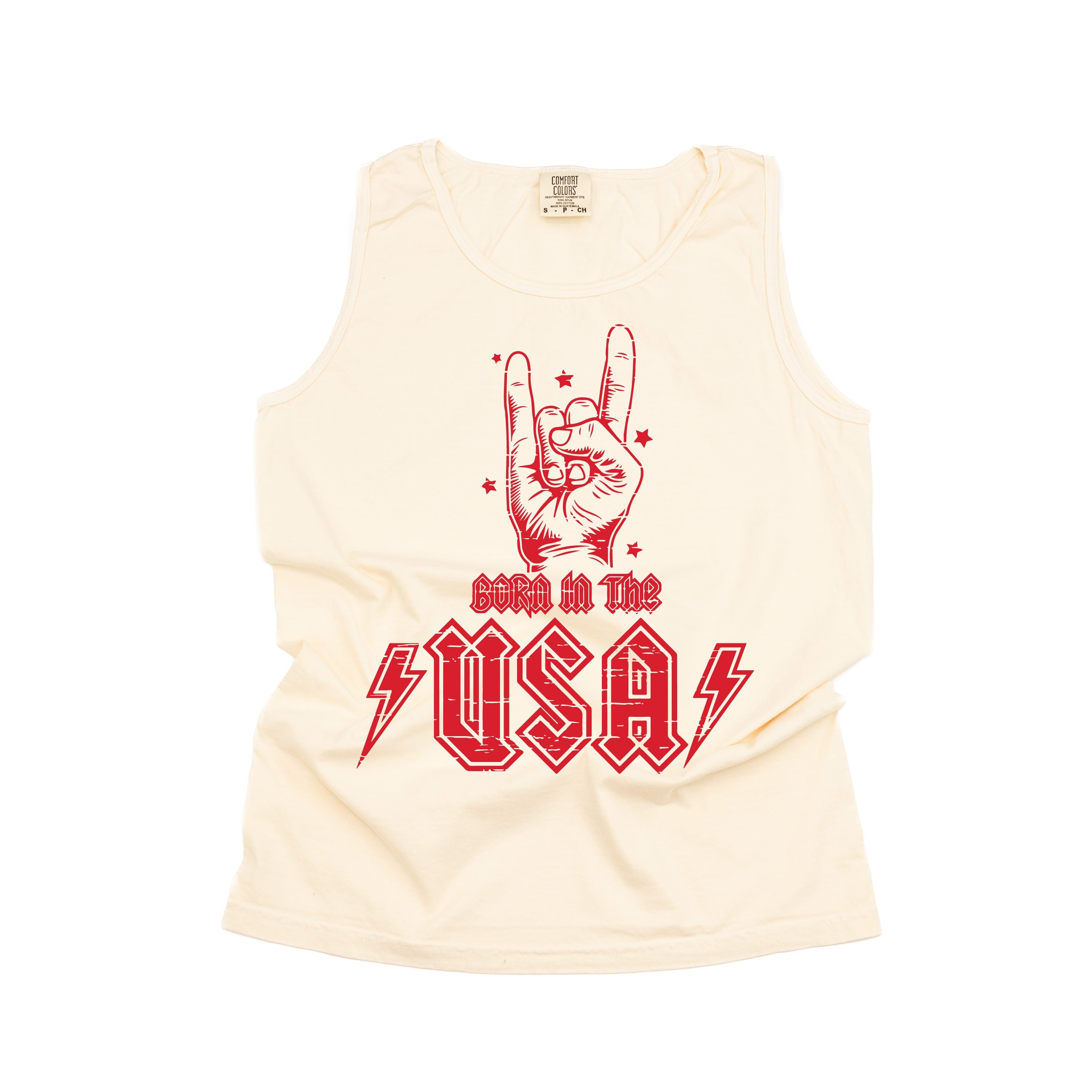 Born In The USA - Comfort Colors TANK Little Mama Shirt Shop LLC