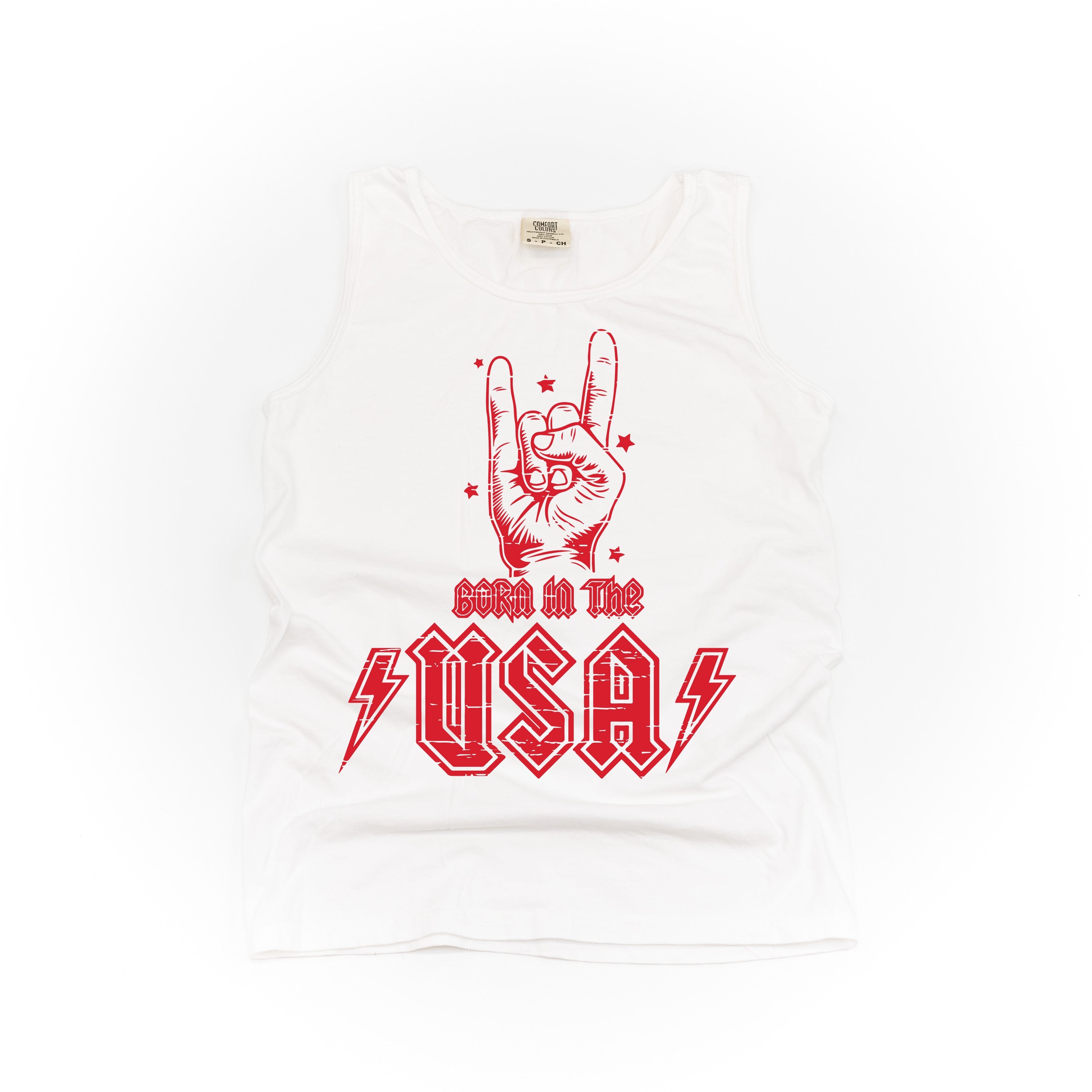 Born In The USA - Comfort Colors TANK Little Mama Shirt Shop LLC
