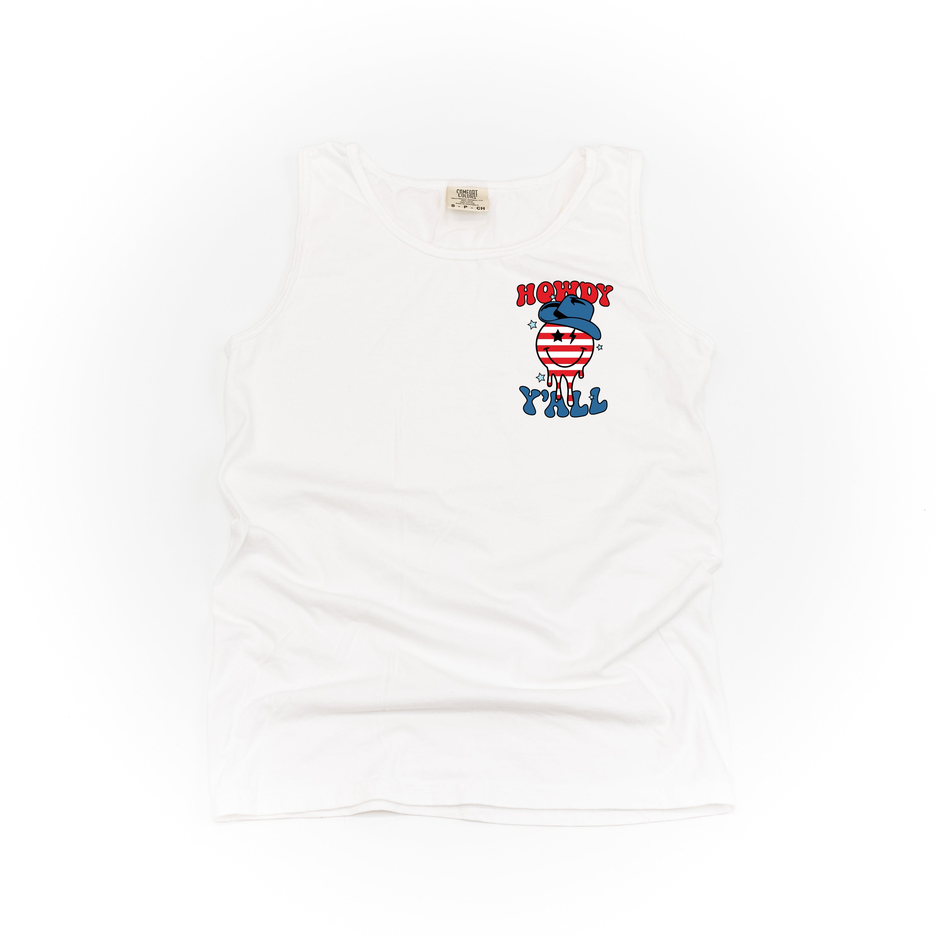 Howdy Y'all - Cowboy Smiley - Comfort Colors TANK Little Mama Shirt Shop LLC