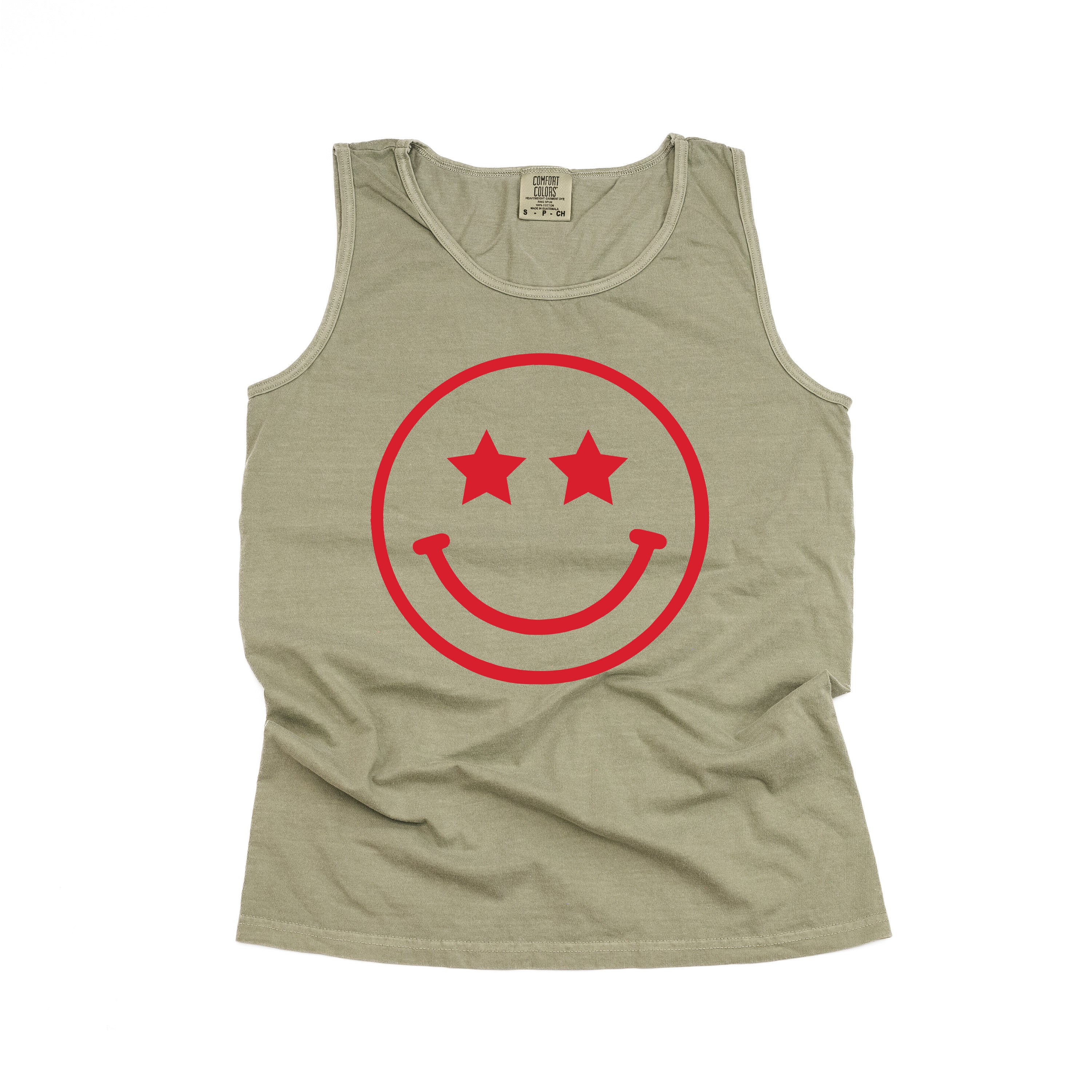 Star Eyes Smiley Face - Comfort Colors TANK Little Mama Shirt Shop LLC