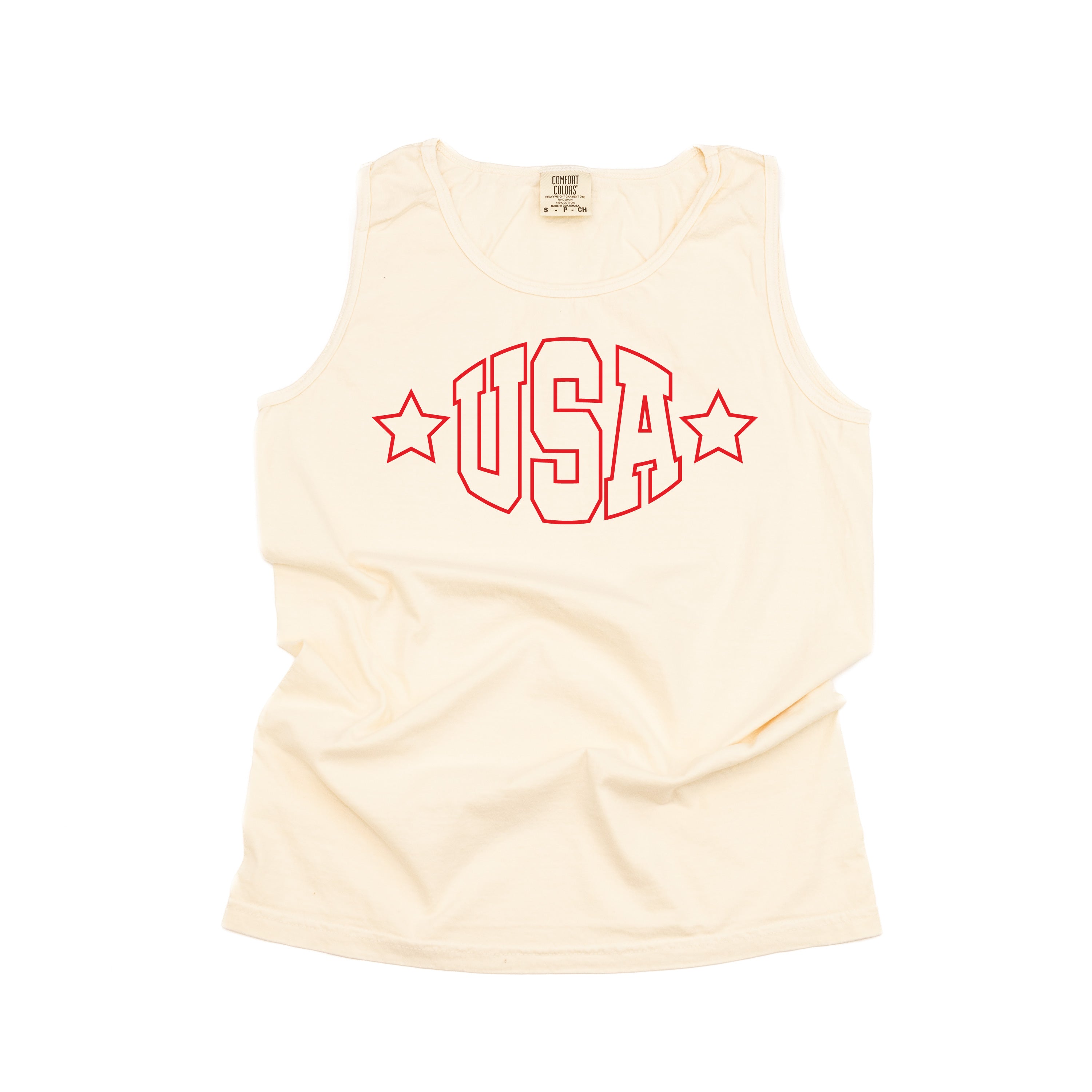 USA - Hollow Font - Comfort Colors TANK Little Mama Shirt Shop LLC
