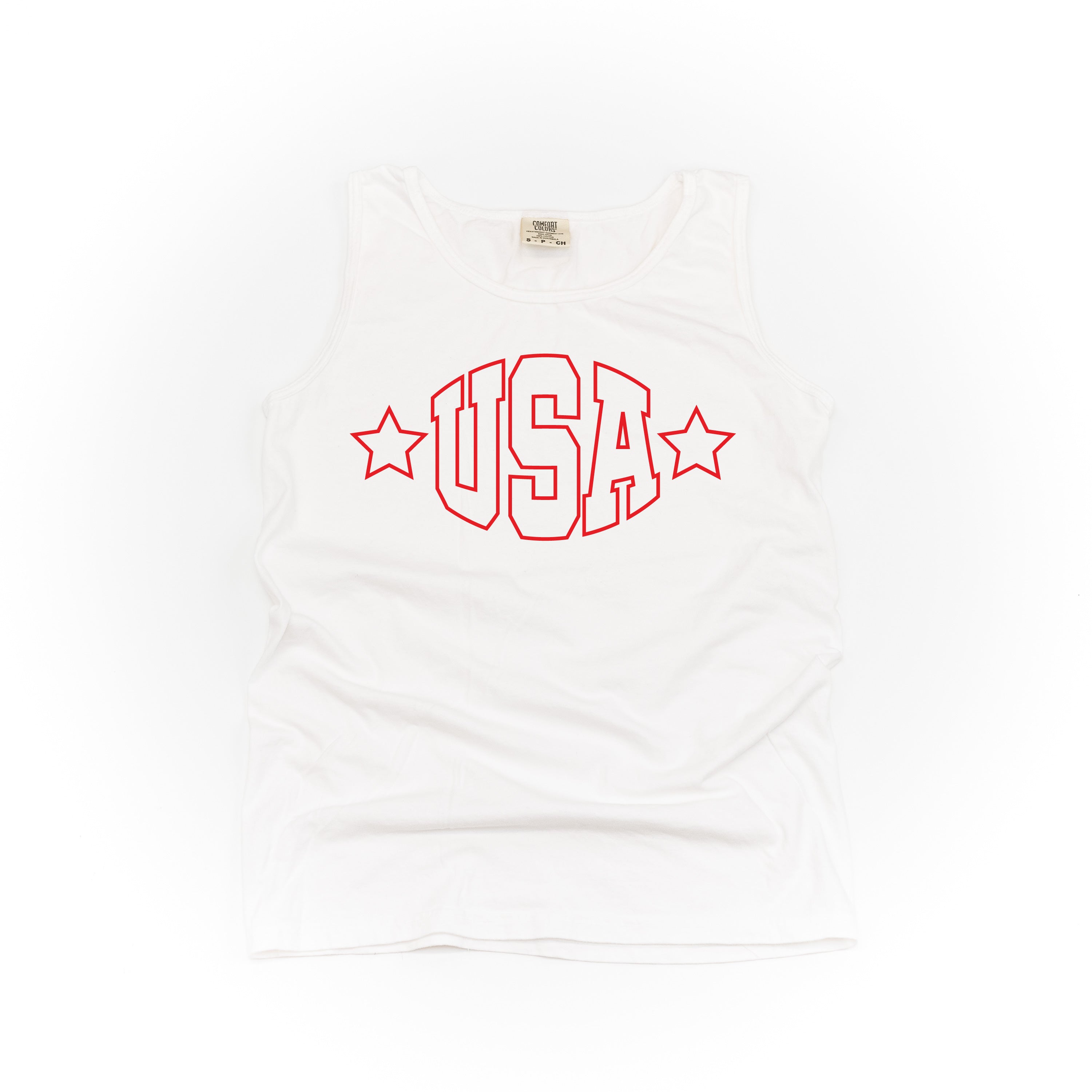 USA - Hollow Font - Comfort Colors TANK Little Mama Shirt Shop LLC