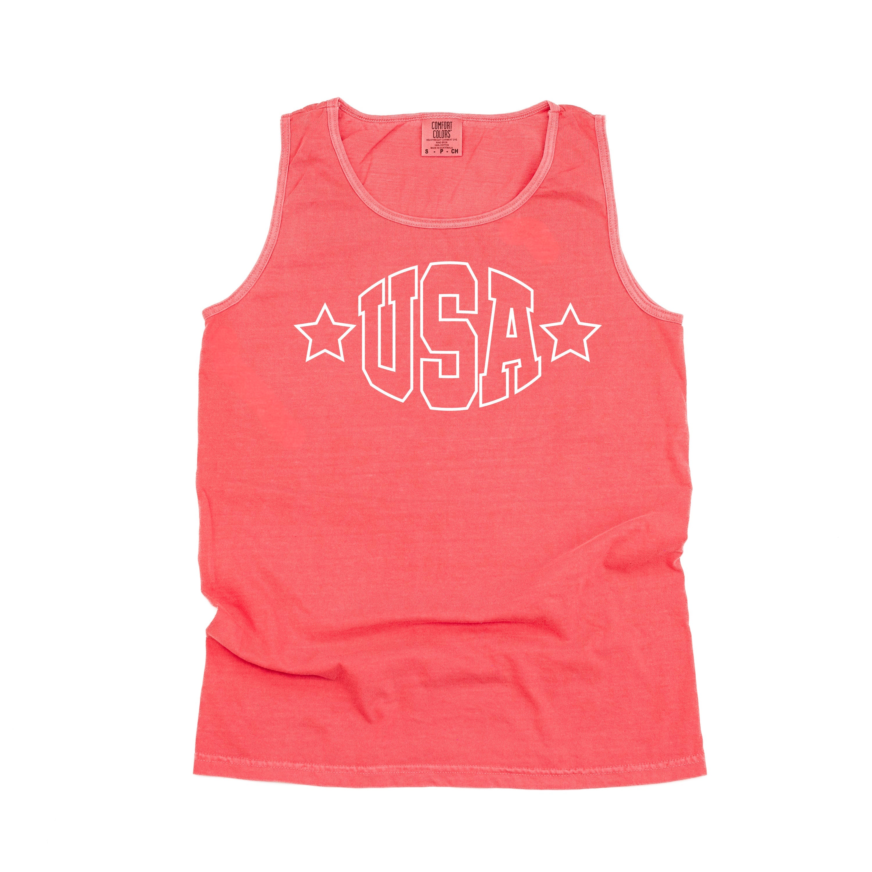 USA - Hollow Font - Comfort Colors TANK Little Mama Shirt Shop LLC