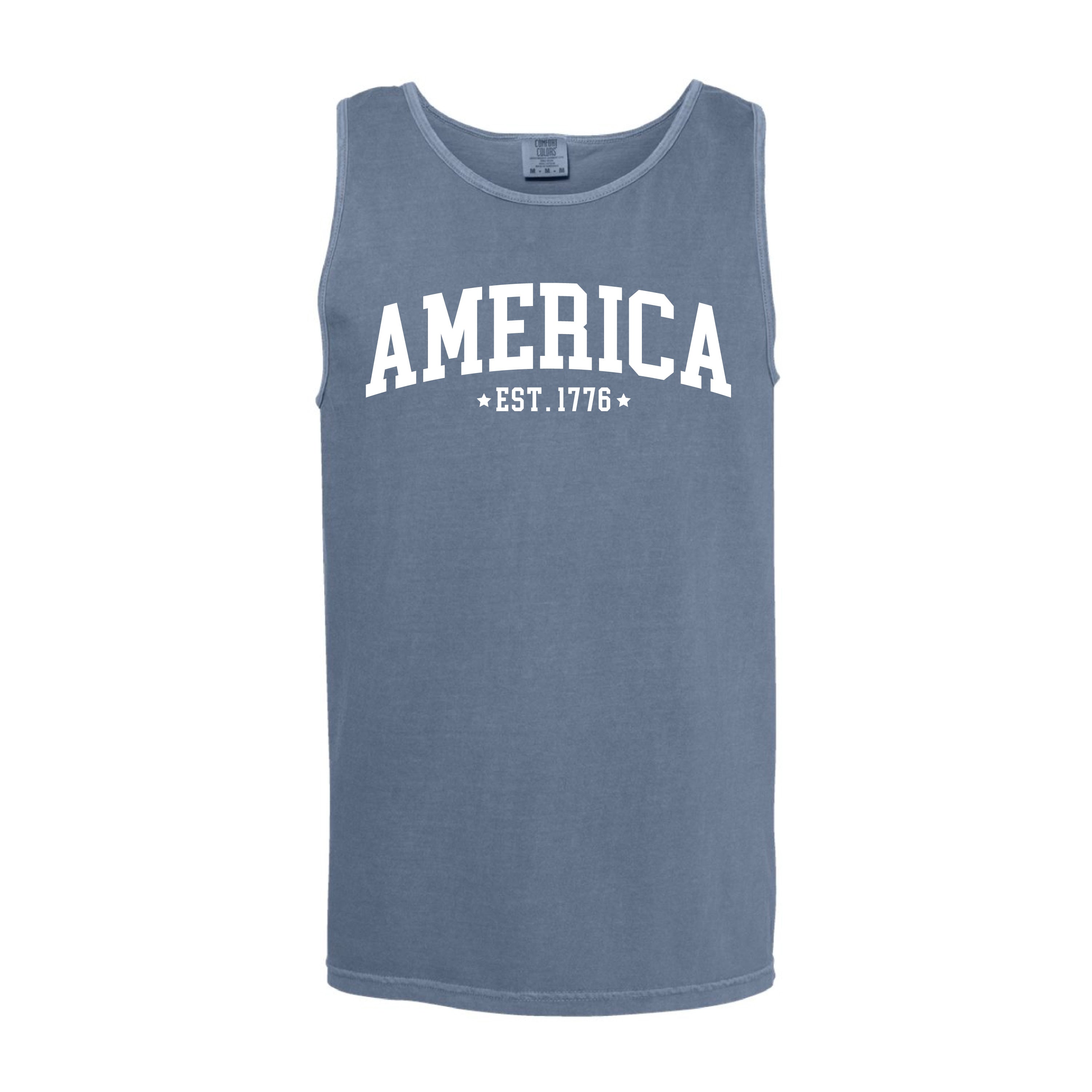 America Est. 1776 - Comfort Colors TANK Little Mama Shirt Shop LLC