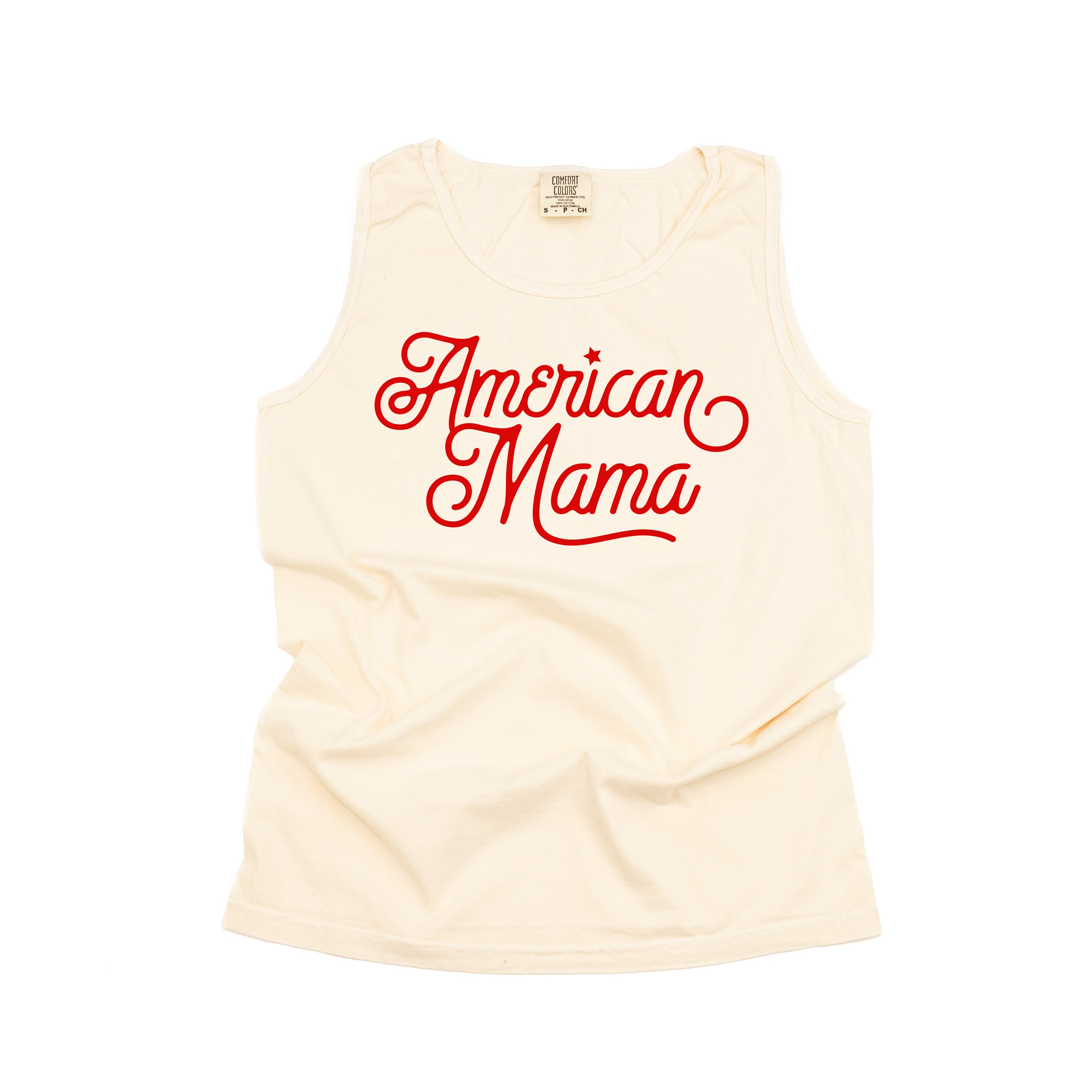 American Mama - Script - Comfort Colors TANK Little Mama Shirt Shop LLC